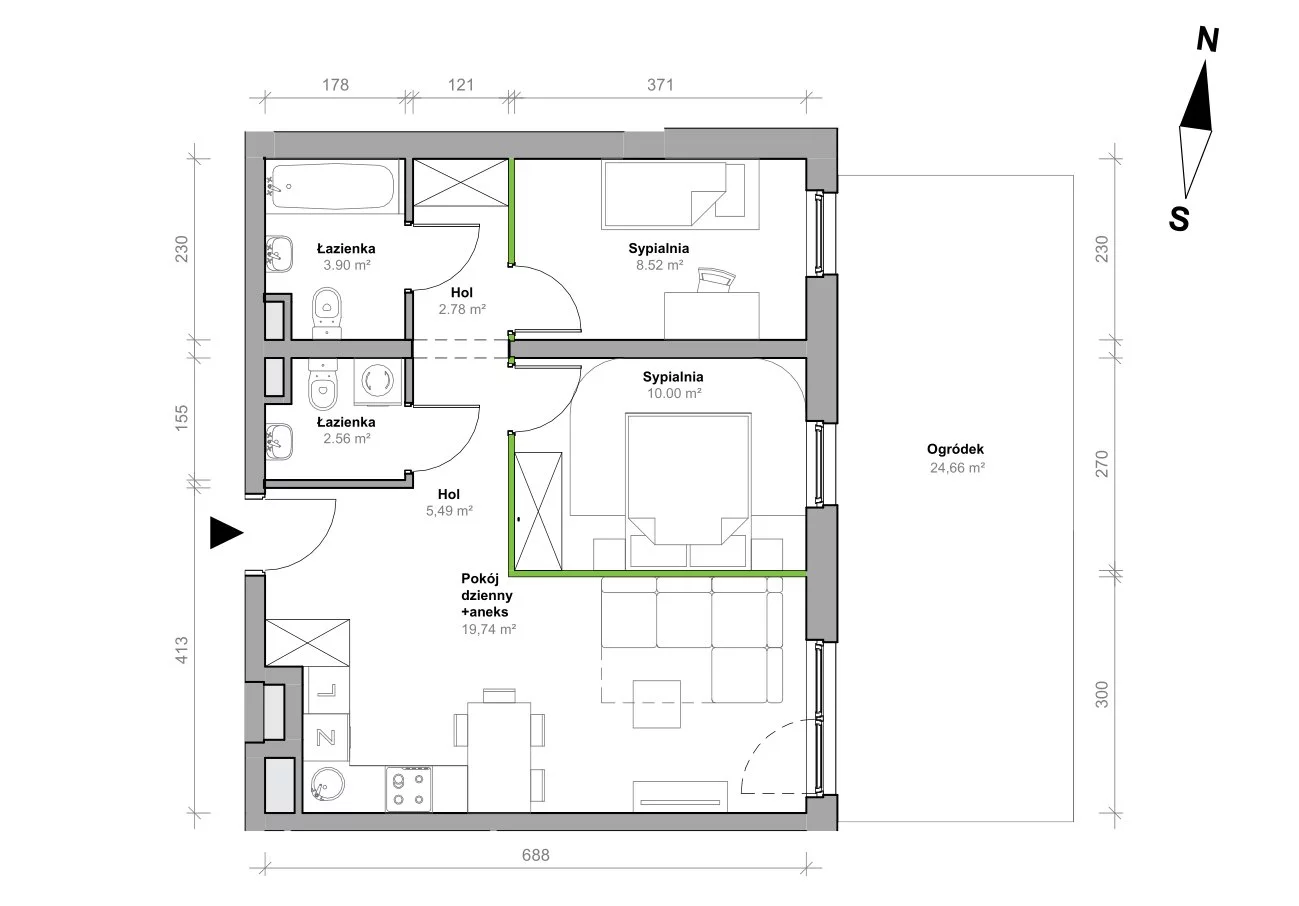 Mieszkanie 52,99 m², parter, oferta nr I.0.M01, Przemyska Vita, Gdańsk, Ujeścisko-Łostowice, Ujeścisko, ul. Przemyska 37