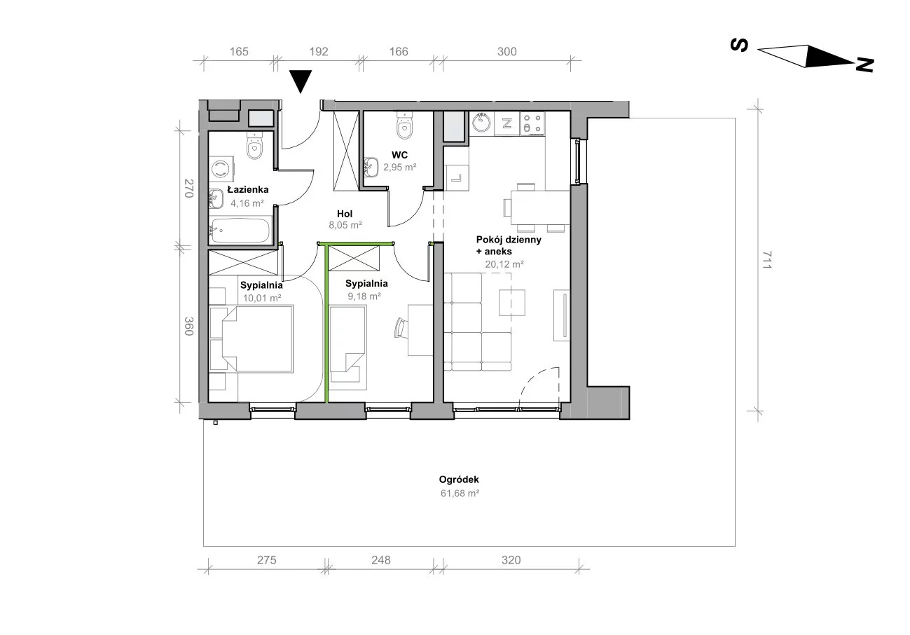 Mieszkanie 54,47 m², parter, oferta nr I.0.M11, Przemyska Vita, Gdańsk, Ujeścisko-Łostowice, Ujeścisko, ul. Przemyska 37