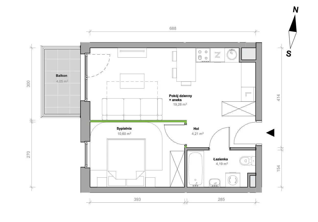 Mieszkanie 38,28 m², piętro 1, oferta nr I.1.M10, Przemyska Vita, Gdańsk, Ujeścisko-Łostowice, Ujeścisko, ul. Przemyska 37