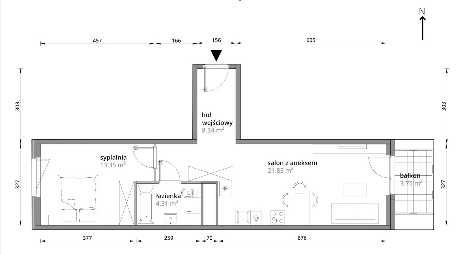 Mieszkanie 47,85 m², piętro 1, oferta nr A/101, Aleje Praskie etap III, Warszawa, Praga Południe, Kamionek, ul. Podskarbińska 32/34