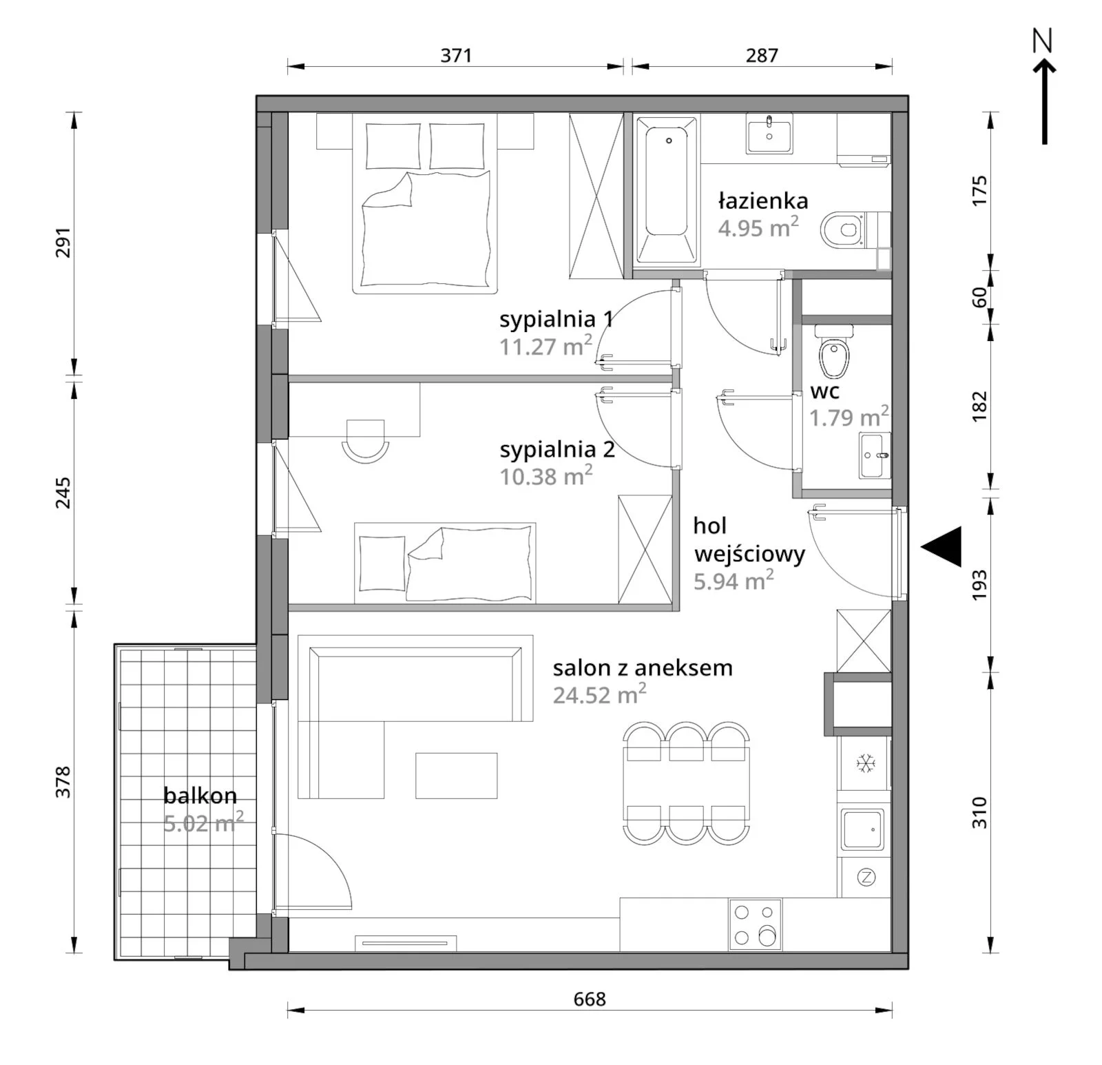 Mieszkanie 58,85 m², piętro 1, oferta nr A/105, Aleje Praskie etap III, Warszawa, Praga Południe, Kamionek, ul. Podskarbińska 32/34