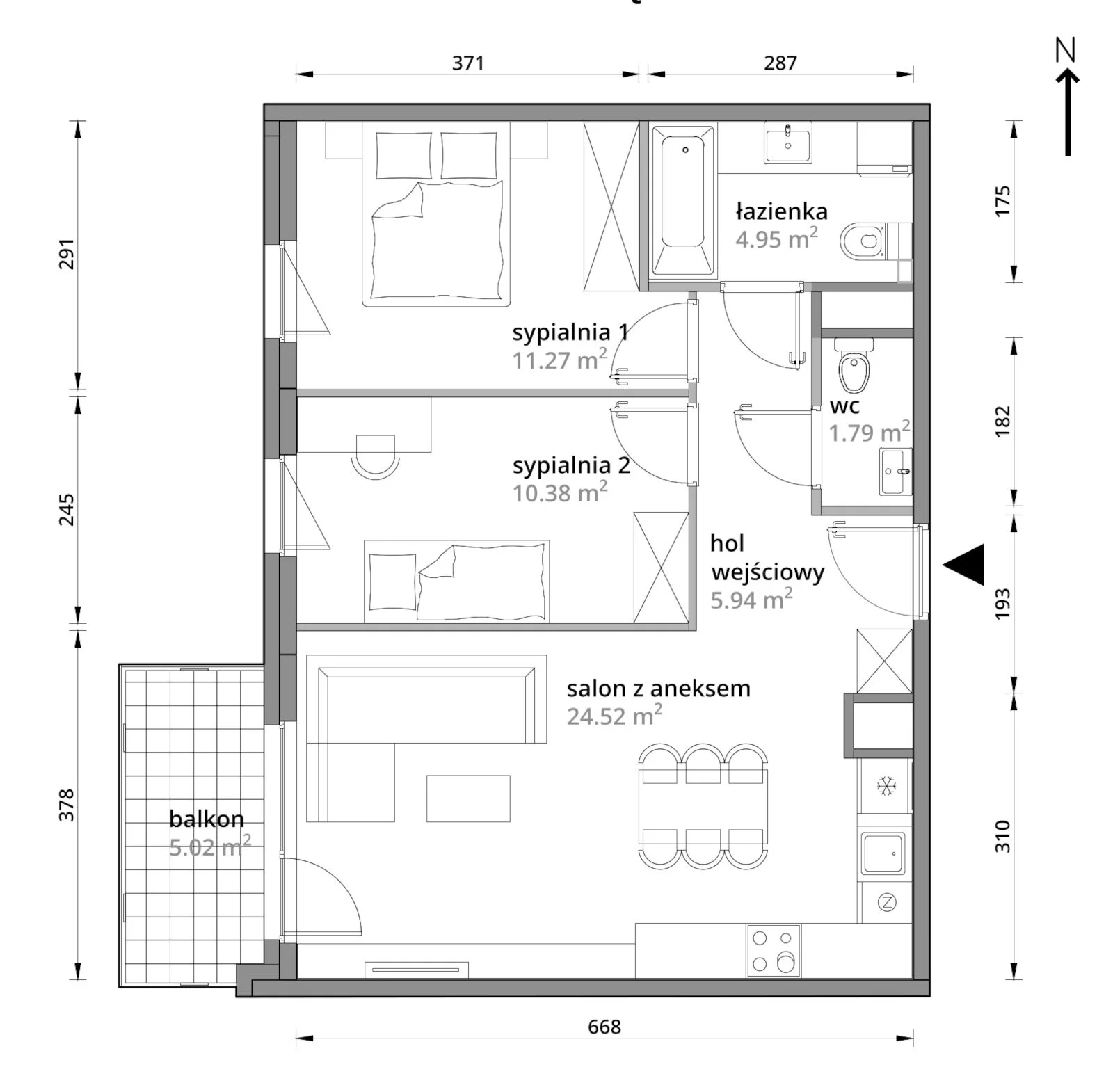 Mieszkanie 58,85 m², piętro 2, oferta nr A/117, Aleje Praskie etap III, Warszawa, Praga Południe, Kamionek, ul. Podskarbińska 32/34