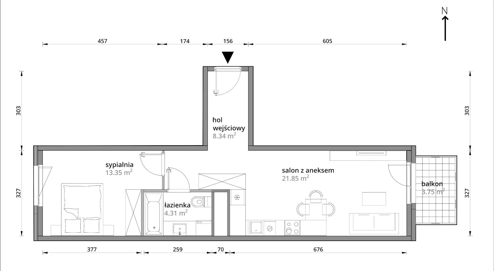 Mieszkanie 47,85 m², piętro 4, oferta nr A/137, Aleje Praskie etap III, Warszawa, Praga Południe, Kamionek, ul. Podskarbińska 32/34-idx