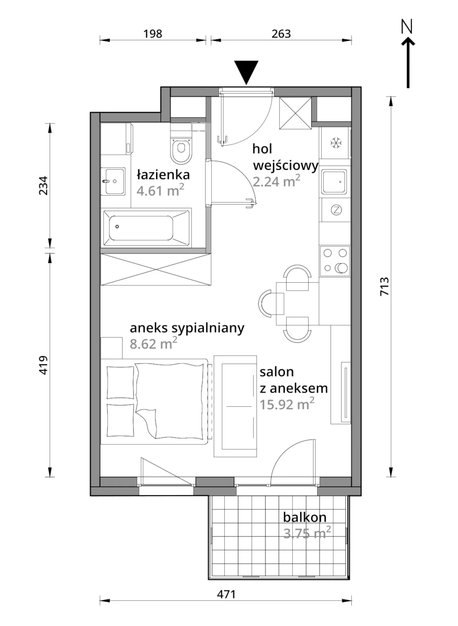 Mieszkanie 31,39 m², piętro 4, oferta nr A/168, Aleje Praskie etap III, Warszawa, Praga Południe, Kamionek, ul. Podskarbińska 32/34