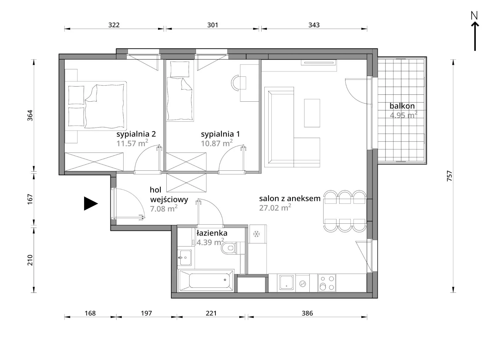 Mieszkanie 60,93 m², piętro 4, oferta nr A/017, Aleje Praskie etap III, Warszawa, Praga Południe, Kamionek, ul. Podskarbińska 32/34