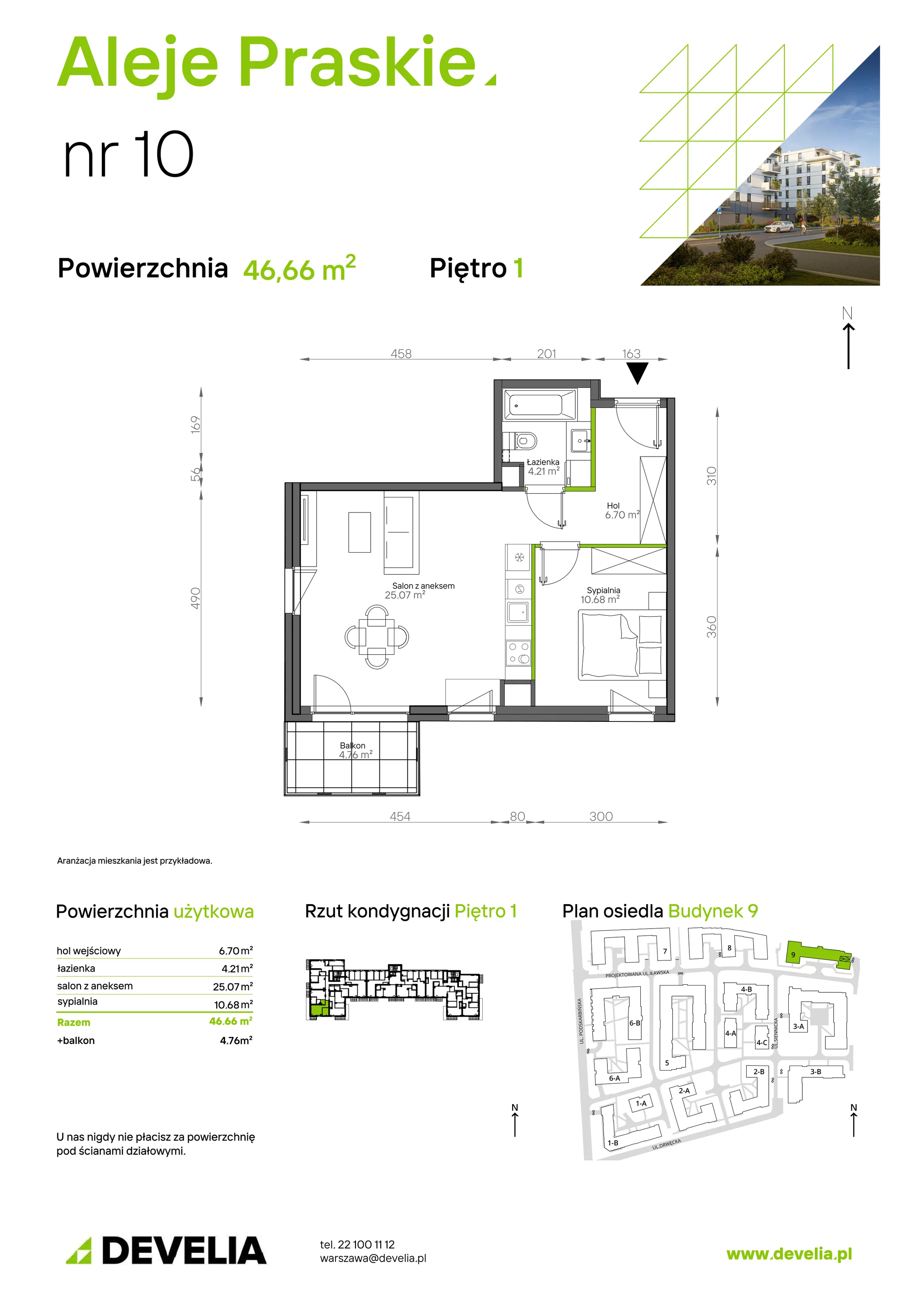 Mieszkanie 46,66 m², piętro 1, oferta nr 010/9, Aleje Praskie IX, Warszawa, Praga Południe, Kamionek, ul. Podskarbińska