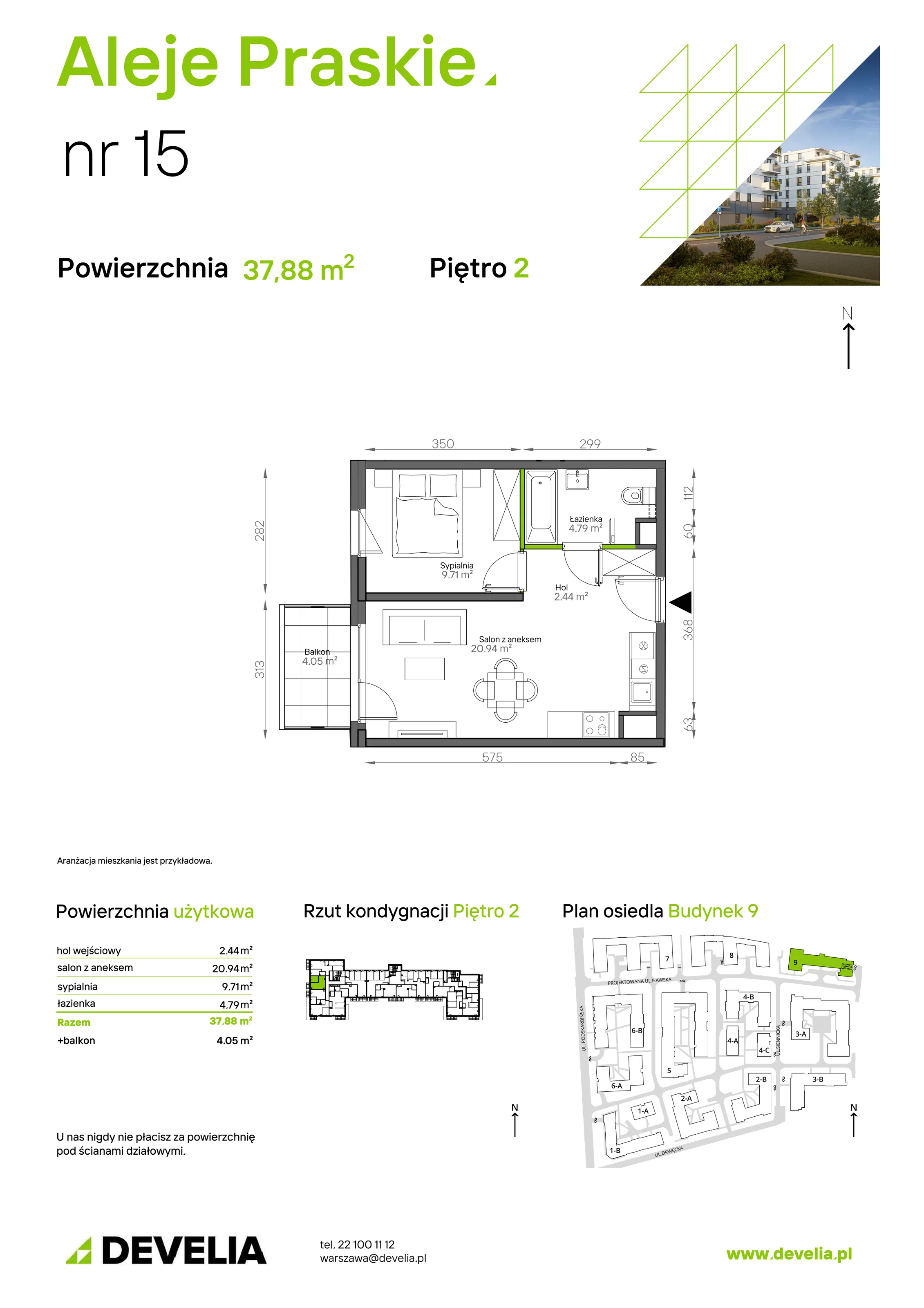 Mieszkanie 37,88 m², piętro 2, oferta nr 015/9, Aleje Praskie IX, Warszawa, Praga Południe, Kamionek, ul. Podskarbińska