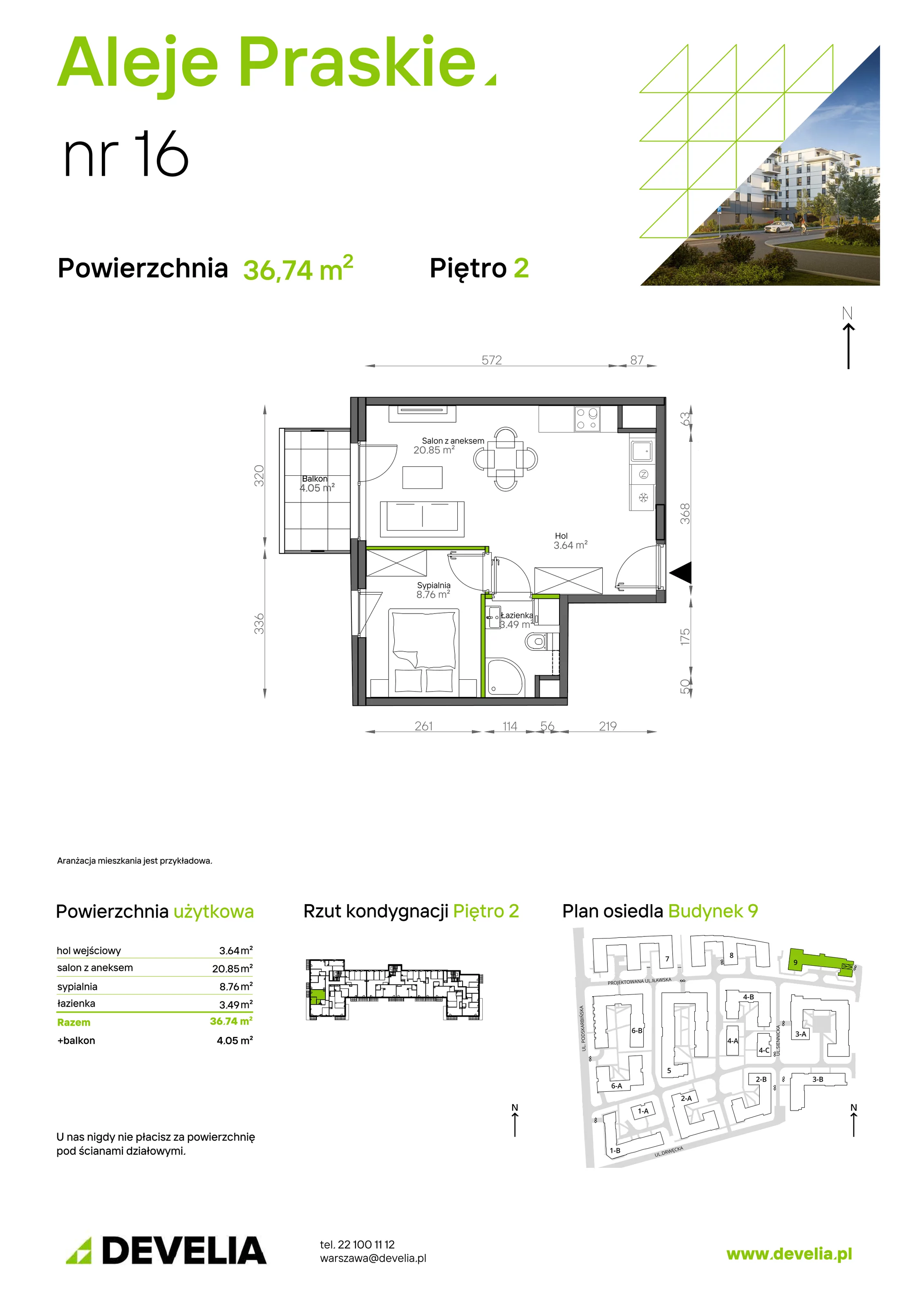 Mieszkanie 36,74 m², piętro 2, oferta nr 016/9, Aleje Praskie IX, Warszawa, Praga Południe, Kamionek, ul. Podskarbińska