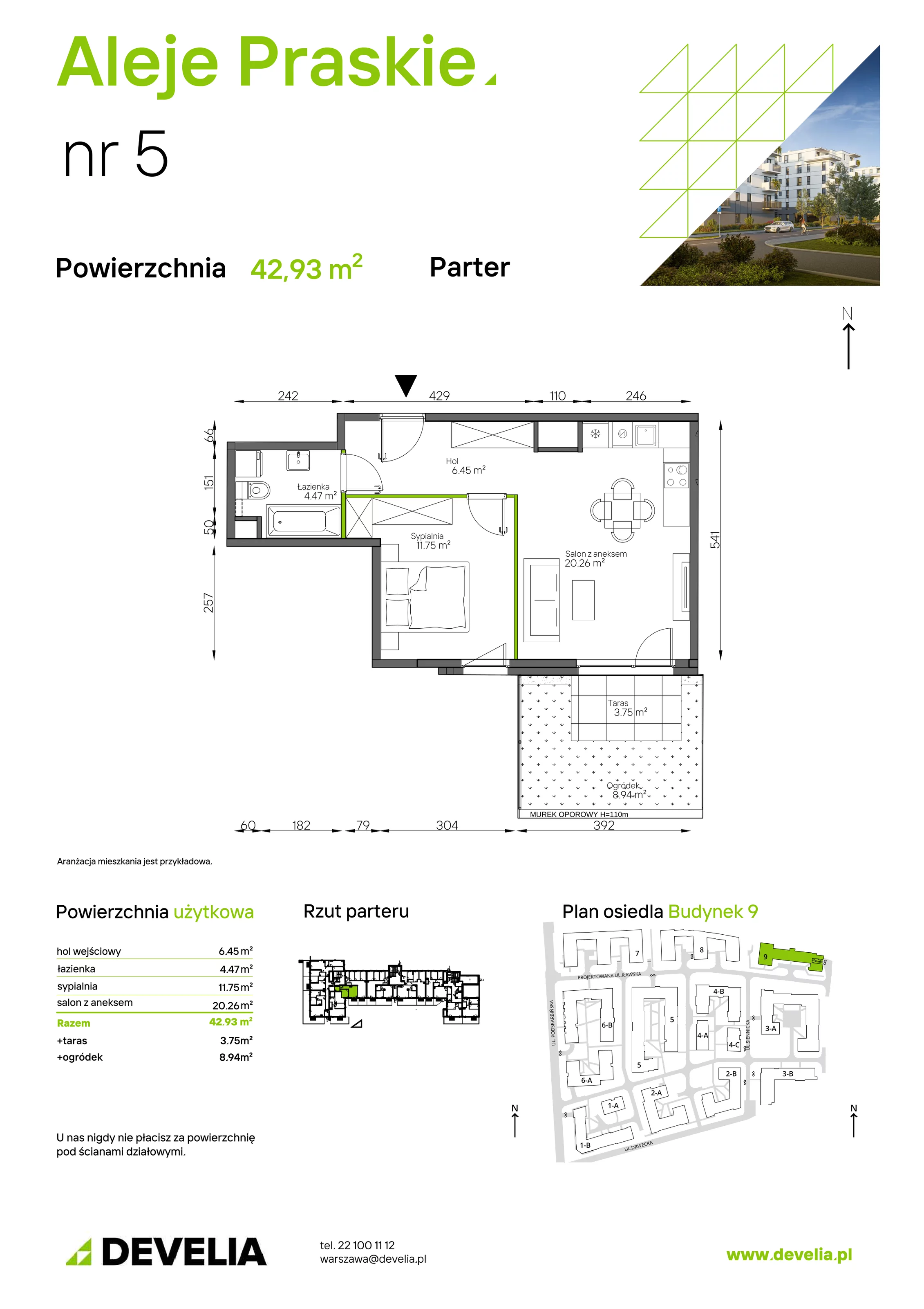 Mieszkanie 42,93 m², parter, oferta nr 005/9, Aleje Praskie IX, Warszawa, Praga Południe, Kamionek, ul. Podskarbińska