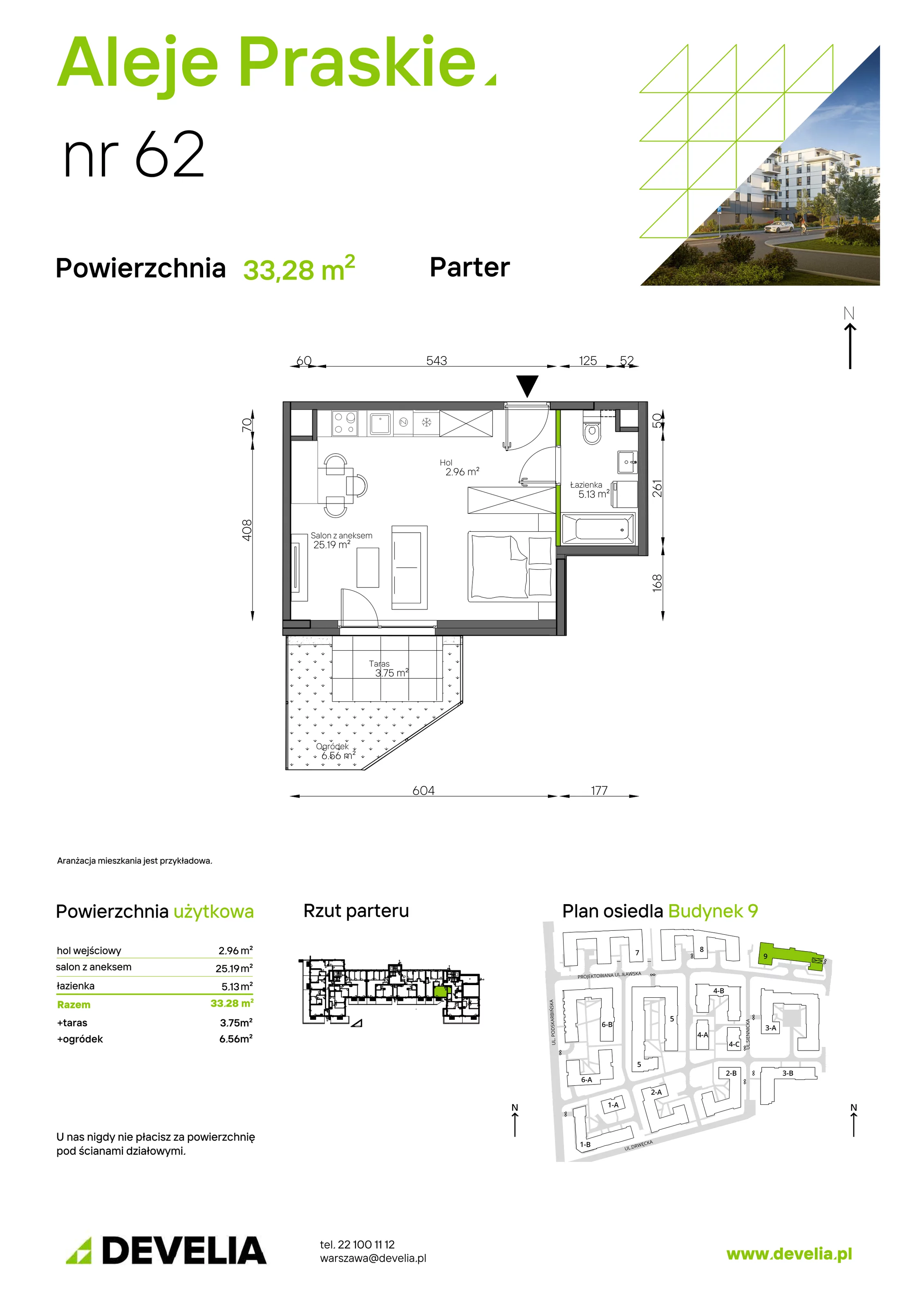 Mieszkanie 33,28 m², parter, oferta nr 062/9, Aleje Praskie IX, Warszawa, Praga Południe, Kamionek, ul. Podskarbińska