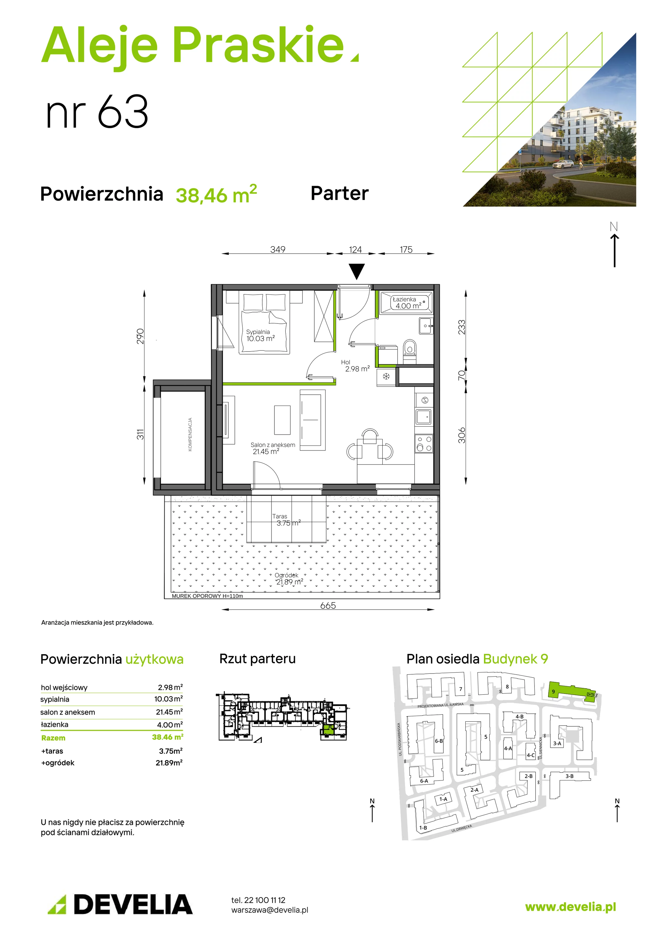 Mieszkanie 38,46 m², parter, oferta nr 063/9, Aleje Praskie IX, Warszawa, Praga Południe, Kamionek, ul. Podskarbińska