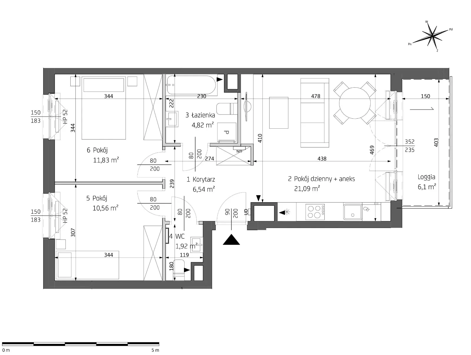 Mieszkanie 56,76 m², piętro 5, oferta nr B3/5/B67, Bemowo Vita, Warszawa, Bemowo, Chrzanów, ul. Szeligowska 59