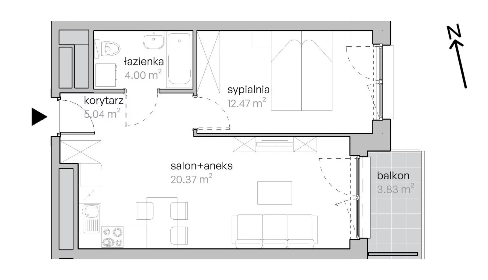 Mieszkanie 41,88 m², piętro 4, oferta nr L1/4/42, Legnicka Vita, Wrocław, Gądów-Popowice Południowe, Popowice, ul. Legnicka 52 A