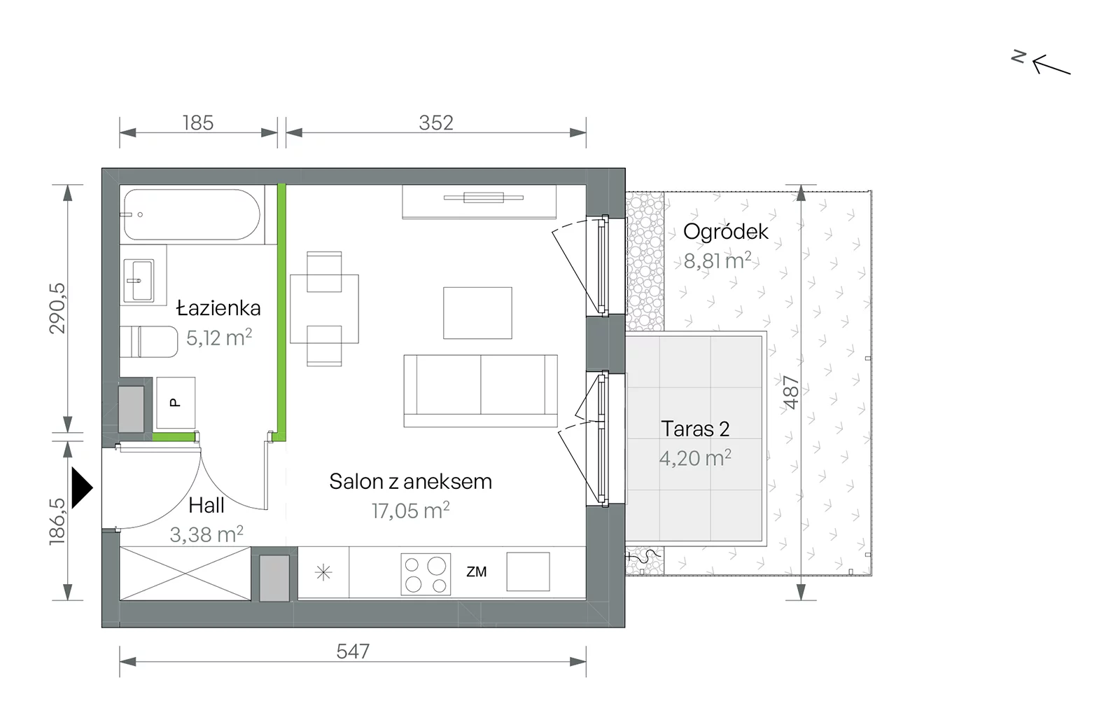 Mieszkanie 25,55 m², parter, oferta nr 4/B/5/95, Oliwska Vita etap II, Warszawa, Targówek, Bródno, ul. Oliwska 11