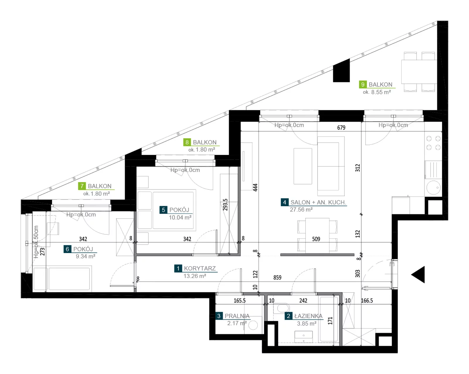 3 pokoje, mieszkanie 66,22 m², piętro 1, oferta nr AB0107, Rêve, Warszawa, Włochy, Raków, ul. Jutrzenki 180