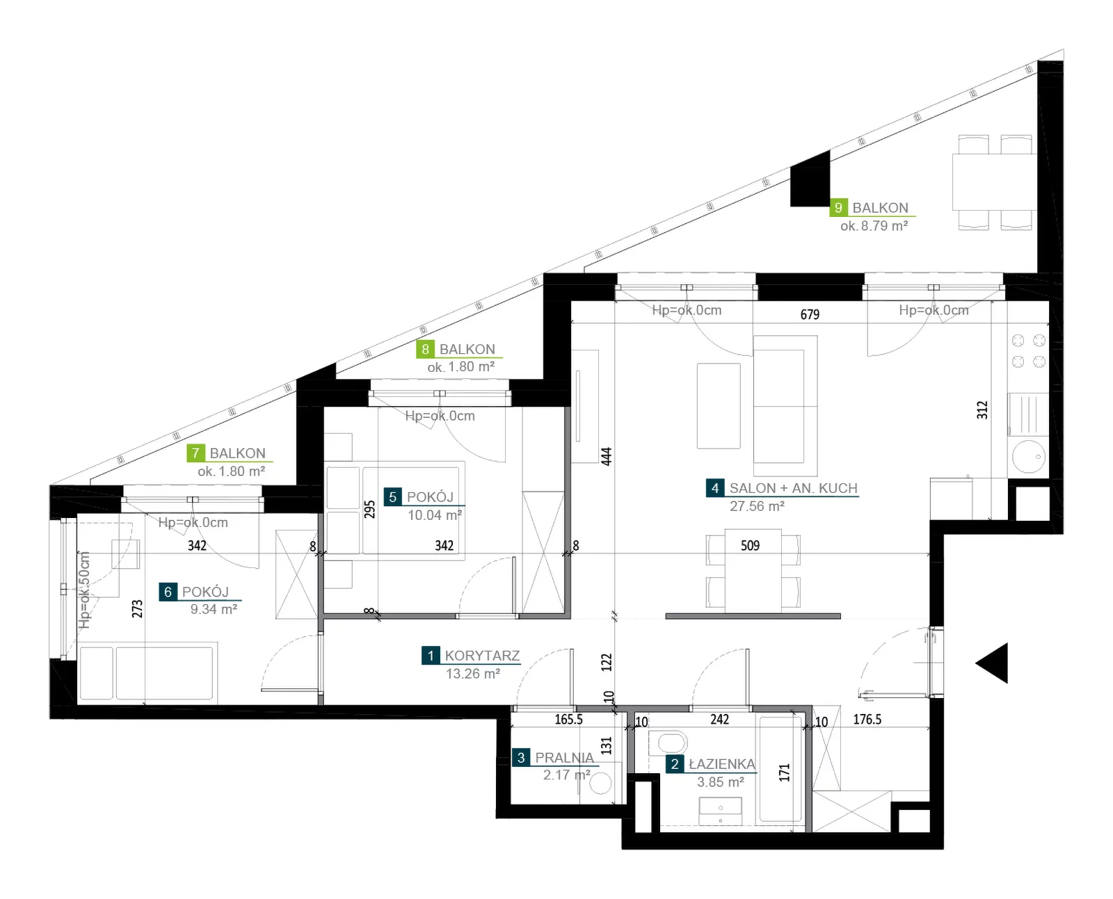 3 pokoje, mieszkanie 66,22 m², piętro 5, oferta nr AB0510, Rêve, Warszawa, Włochy, Raków, ul. Jutrzenki 180