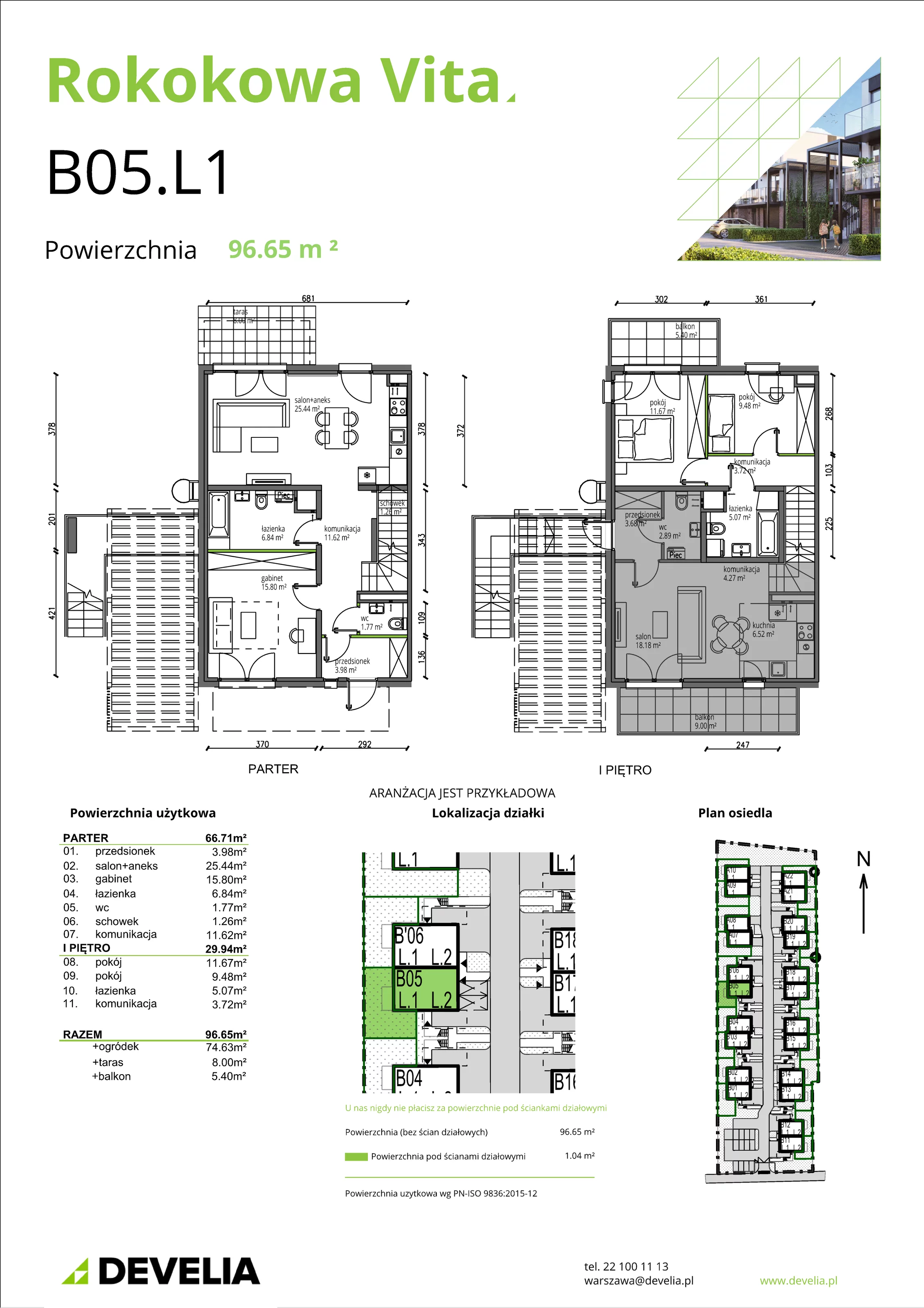 Mieszkanie 96,65 m², parter, oferta nr B05.L1, Rokokowa Vita, Warszawa, Bielany, Huta, Rokokowa 132