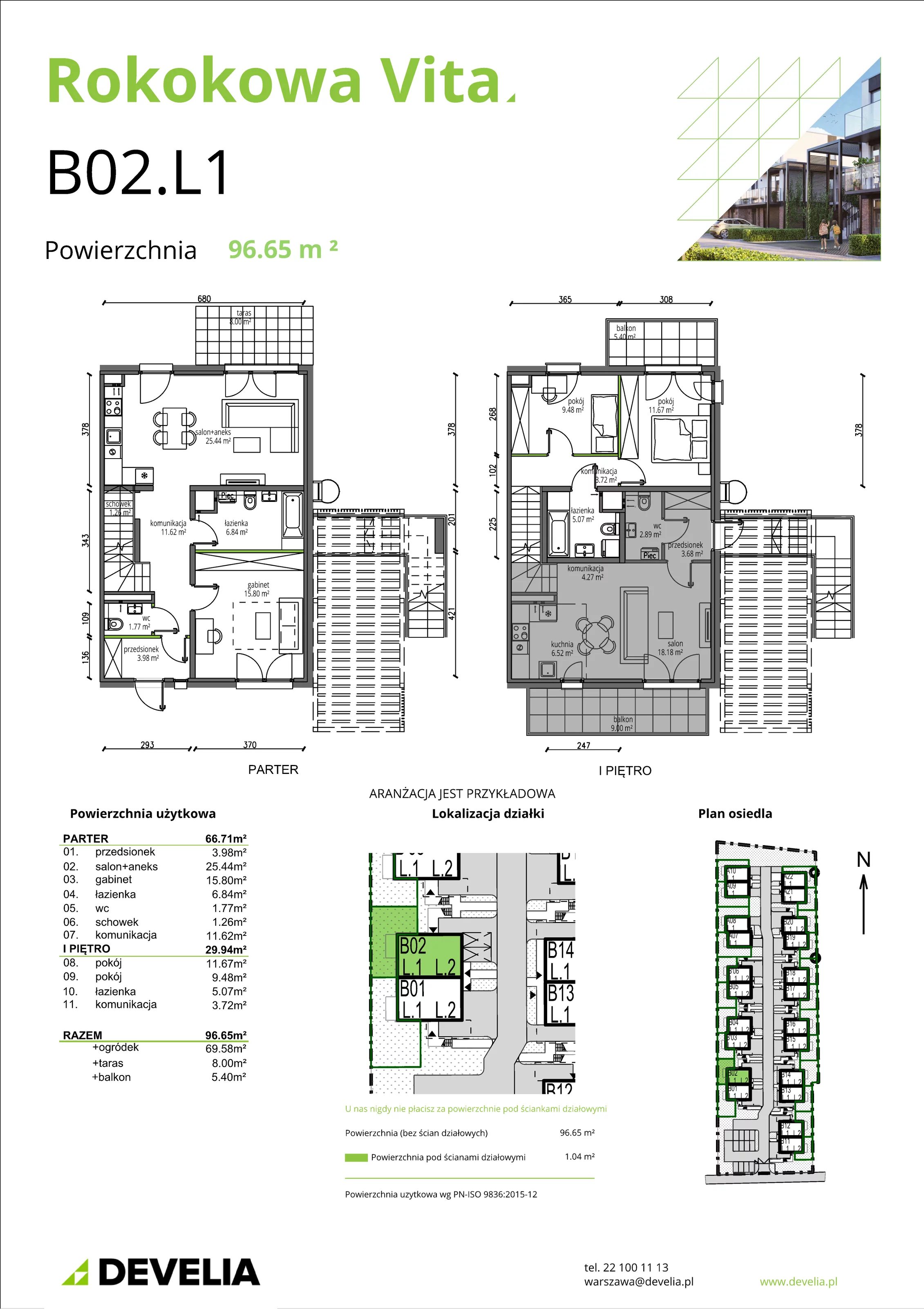 4 pokoje, mieszkanie 96,65 m², parter, oferta nr B02.L1, Rokokowa Vita, Warszawa, Bielany, Huta, Rokokowa 132