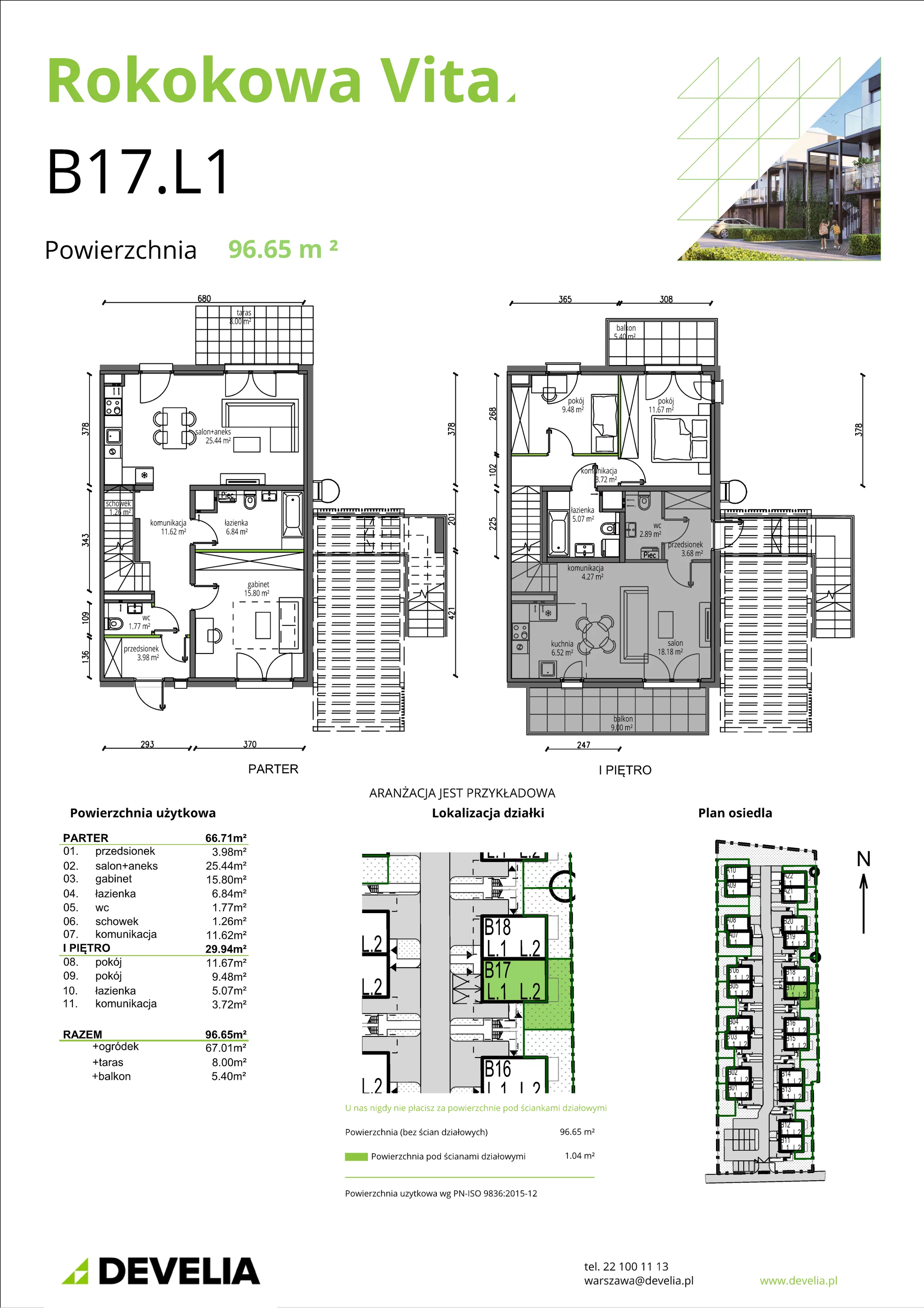 4 pokoje, mieszkanie 96,65 m², parter, oferta nr B17.L1, Rokokowa Vita, Warszawa, Bielany, Huta, Rokokowa 132