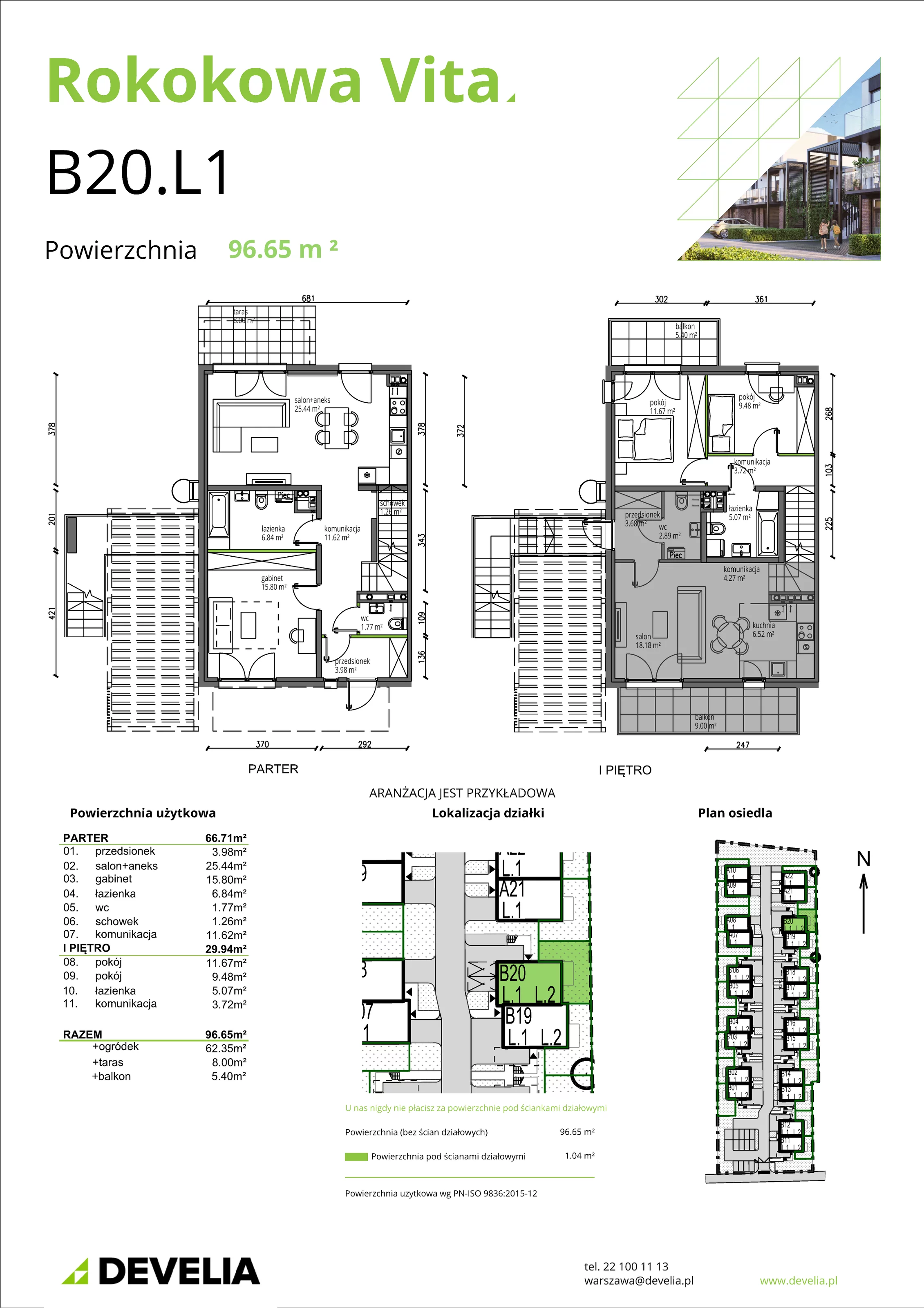 4 pokoje, mieszkanie 96,65 m², parter, oferta nr B20.L1, Rokokowa Vita, Warszawa, Bielany, Huta, Rokokowa 132