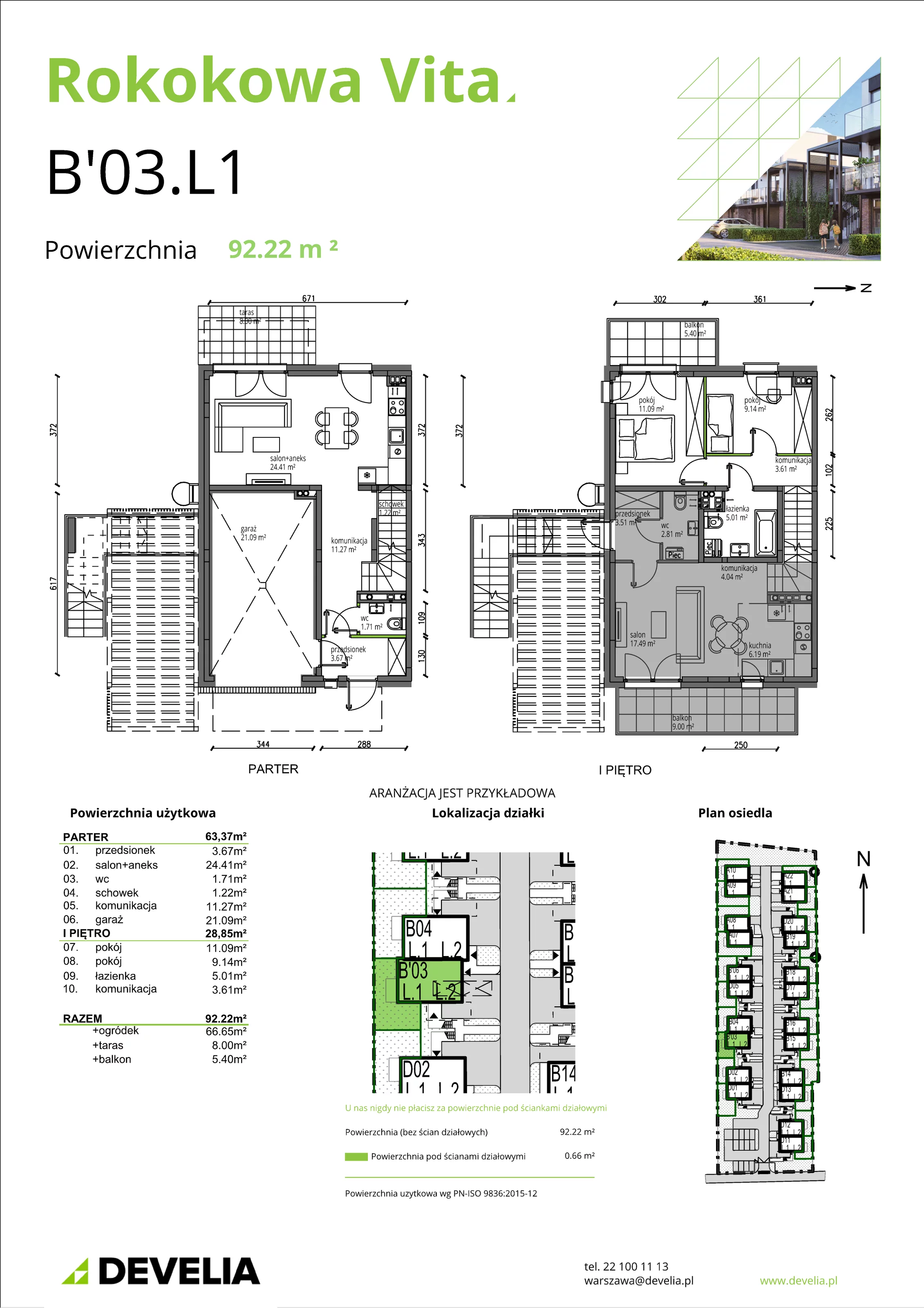 Mieszkanie 92,22 m², parter, oferta nr B03.L1, Rokokowa Vita, Warszawa, Bielany, Huta, Rokokowa 132