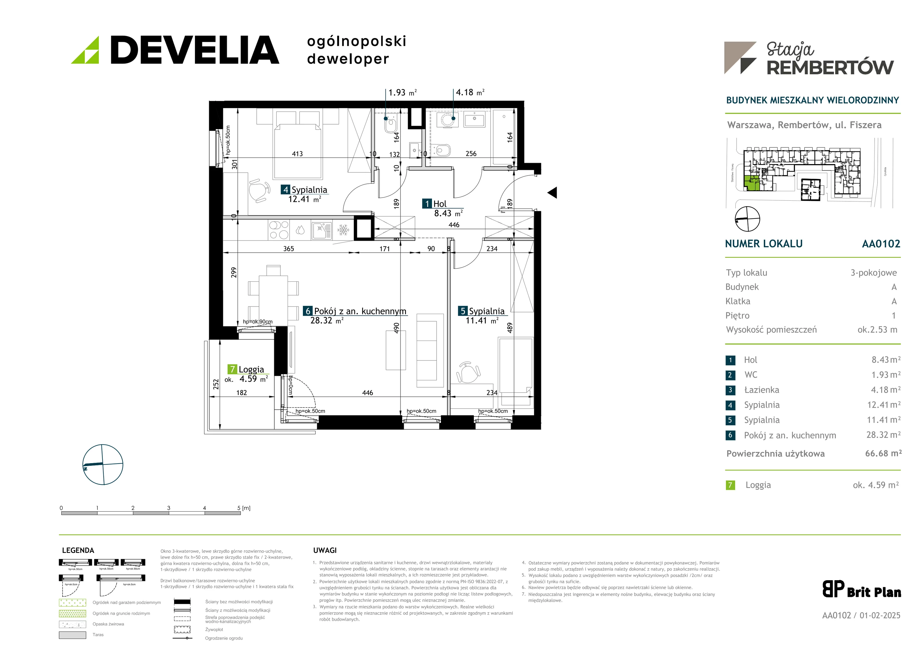 3 pokoje, mieszkanie 66,68 m², piętro 1, oferta nr AA0102, Stacja Rembertów, Warszawa, Rembertów, ul. Fiszera 36