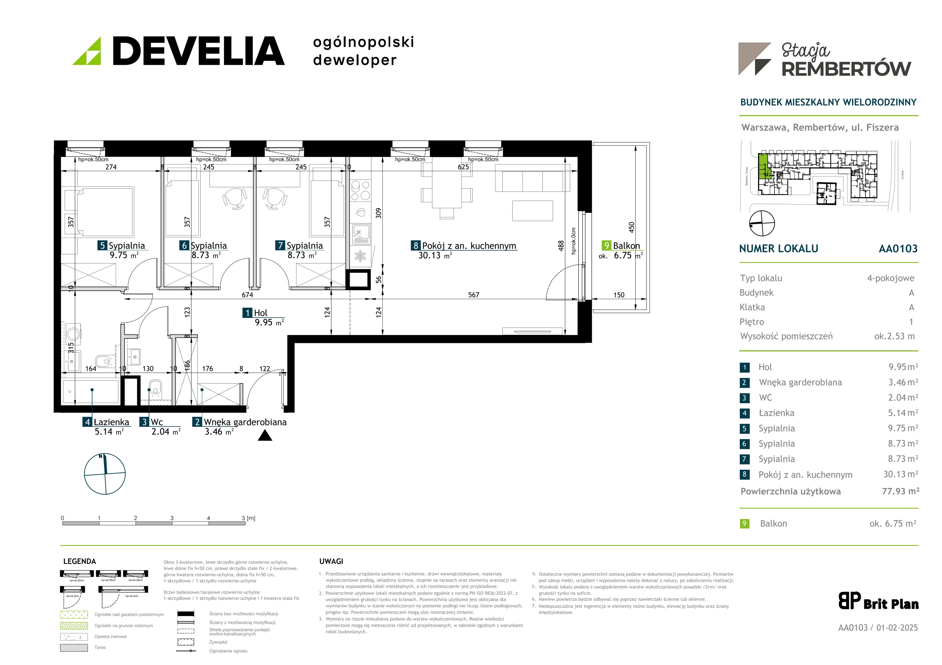 4 pokoje, mieszkanie 77,81 m², piętro 1, oferta nr AA0103, Stacja Rembertów, Warszawa, Rembertów, ul. Fiszera 36