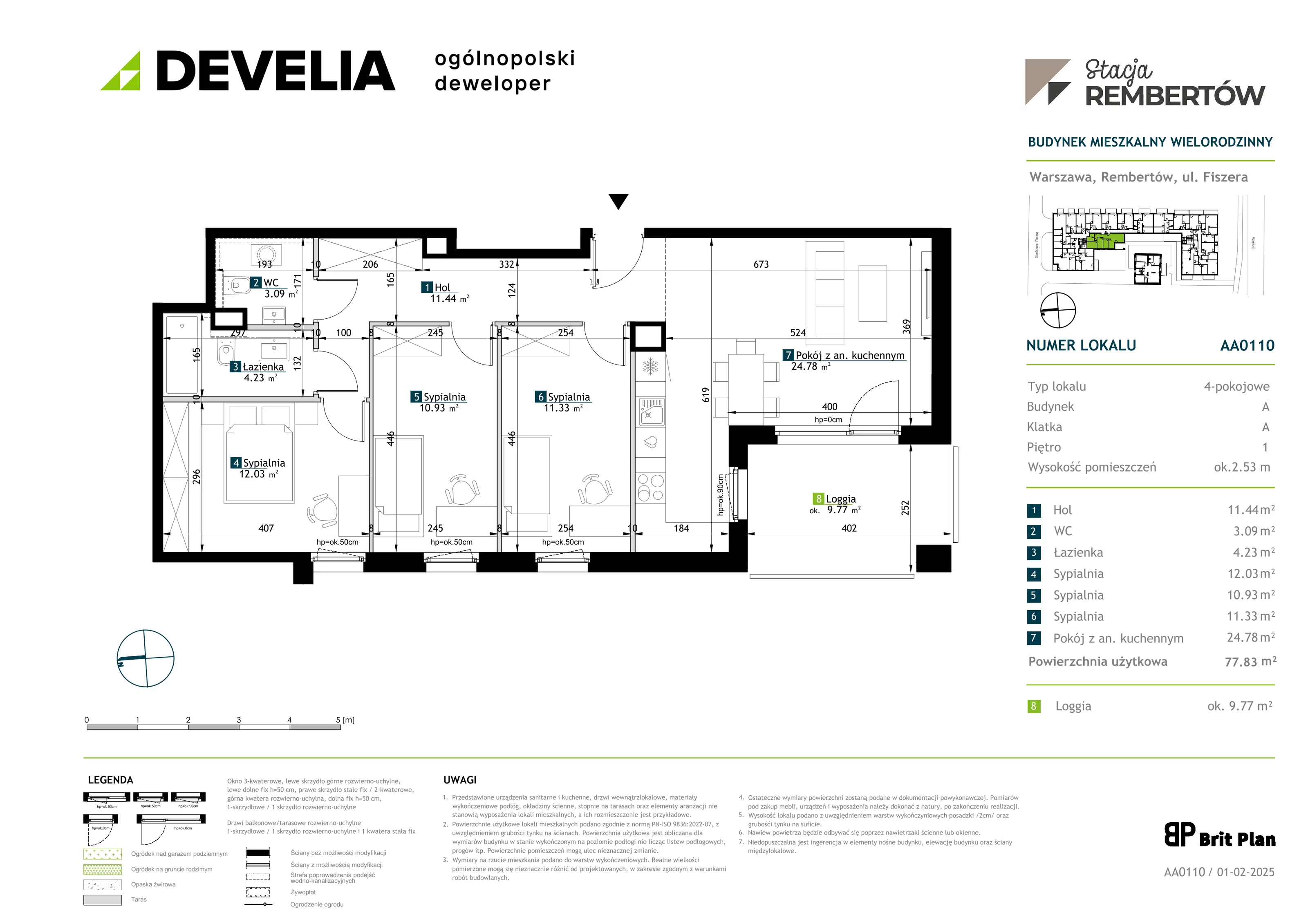 4 pokoje, mieszkanie 77,83 m², piętro 1, oferta nr AA0110, Stacja Rembertów, Warszawa, Rembertów, ul. Fiszera 36