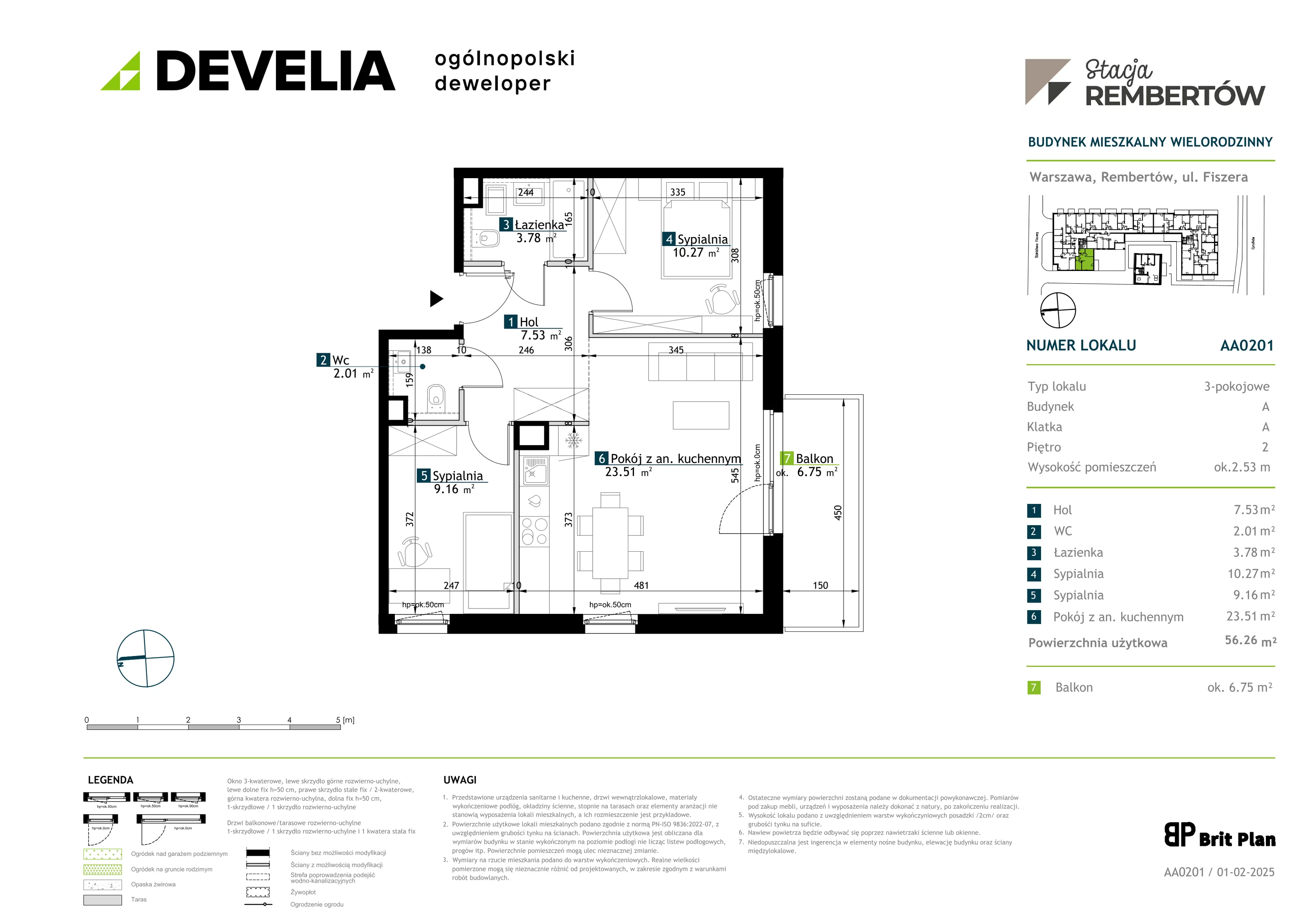 3 pokoje, mieszkanie 56,26 m², piętro 2, oferta nr AA0201, Stacja Rembertów, Warszawa, Rembertów, ul. Fiszera 36