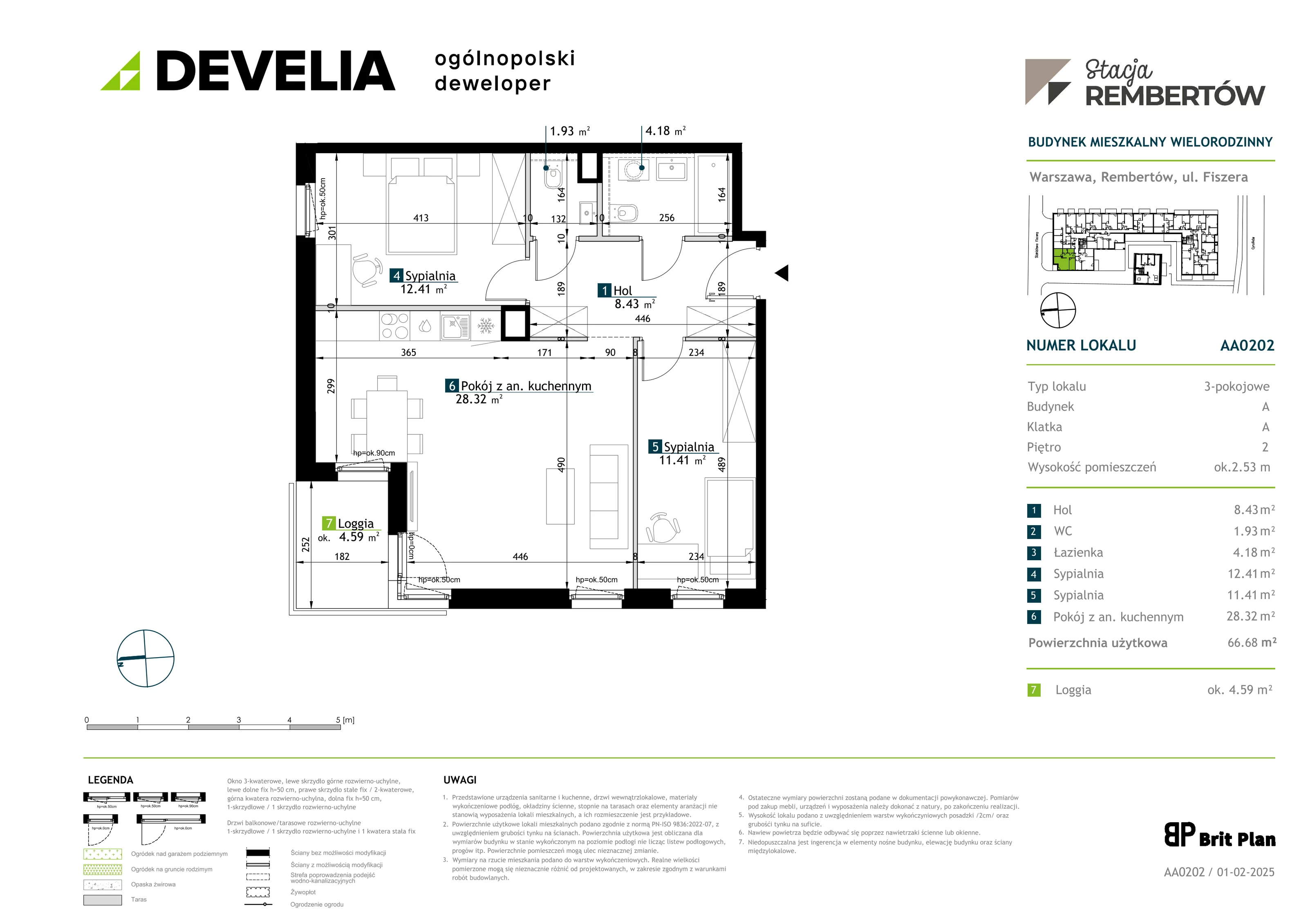 3 pokoje, mieszkanie 66,68 m², piętro 2, oferta nr AA0202, Stacja Rembertów, Warszawa, Rembertów, ul. Fiszera 36