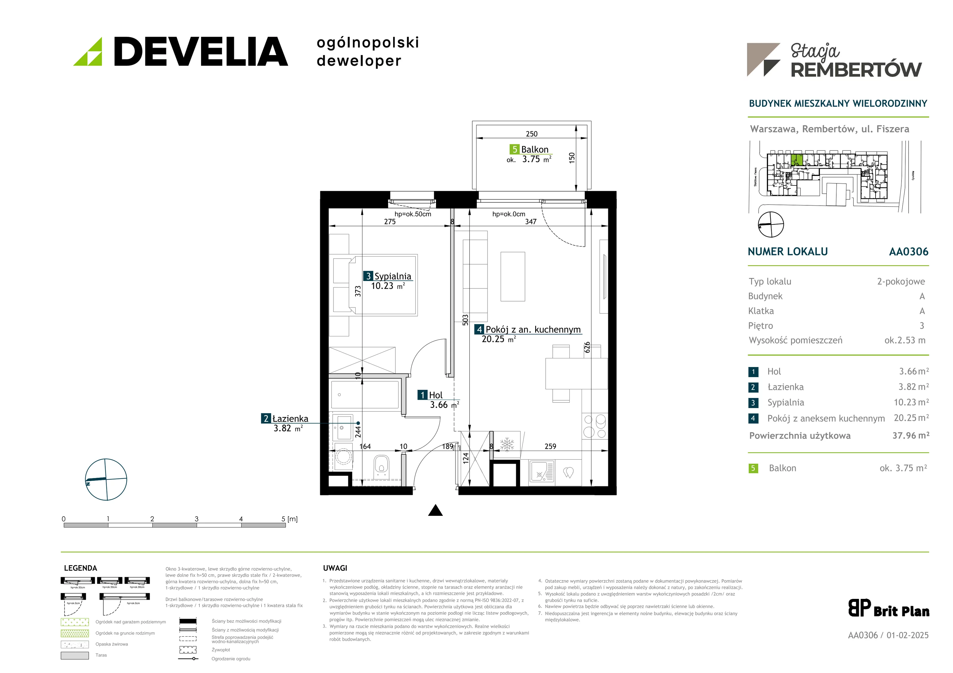 2 pokoje, mieszkanie 37,96 m², piętro 3, oferta nr AA0306, Stacja Rembertów, Warszawa, Rembertów, ul. Fiszera 36