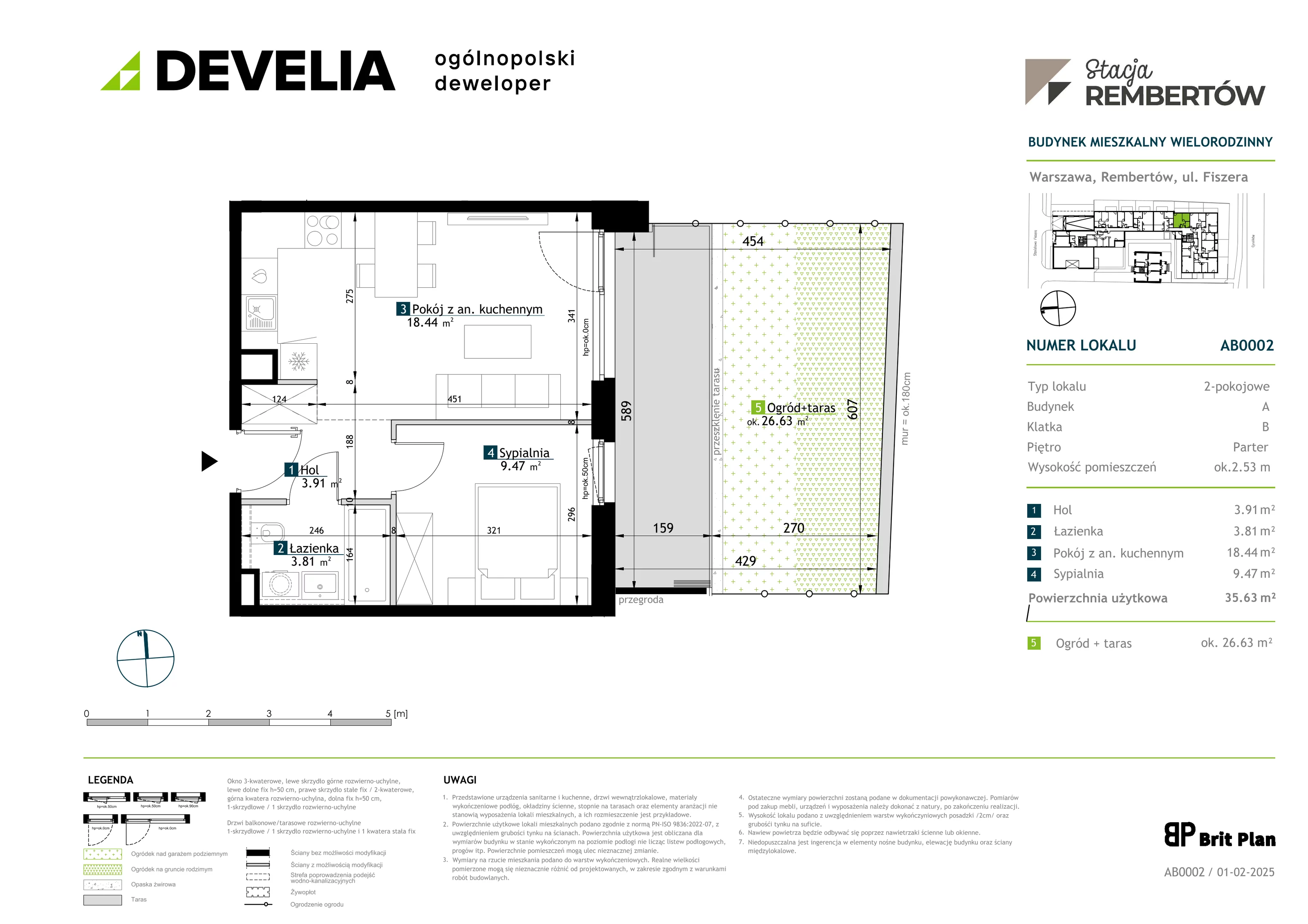 2 pokoje, mieszkanie 35,63 m², parter, oferta nr AB0002, Stacja Rembertów, Warszawa, Rembertów, ul. Fiszera 36