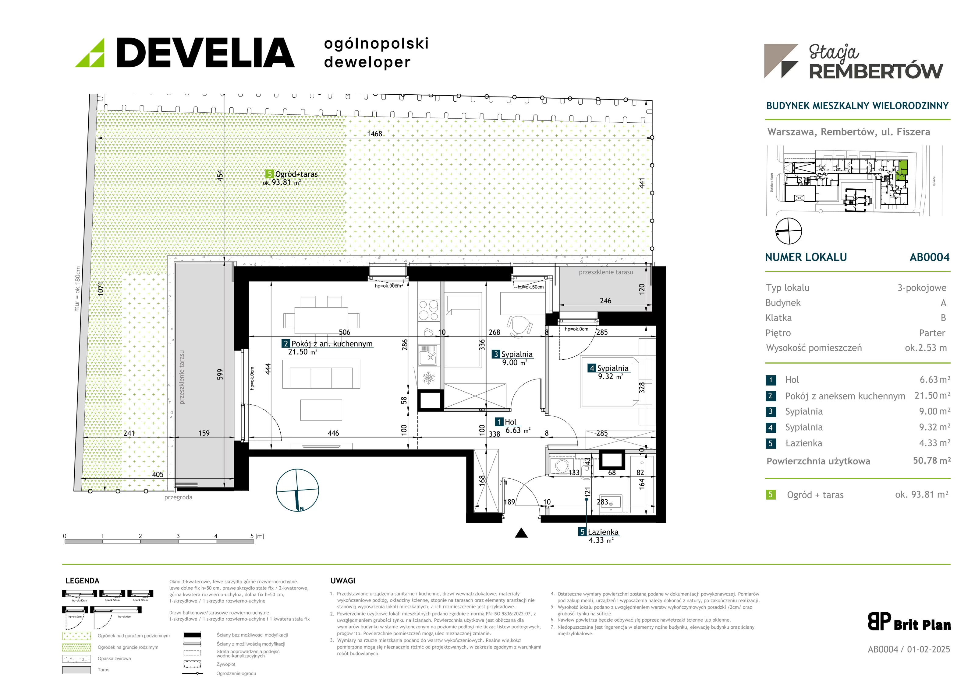 3 pokoje, mieszkanie 50,78 m², parter, oferta nr AB0004, Stacja Rembertów, Warszawa, Rembertów, ul. Fiszera 36