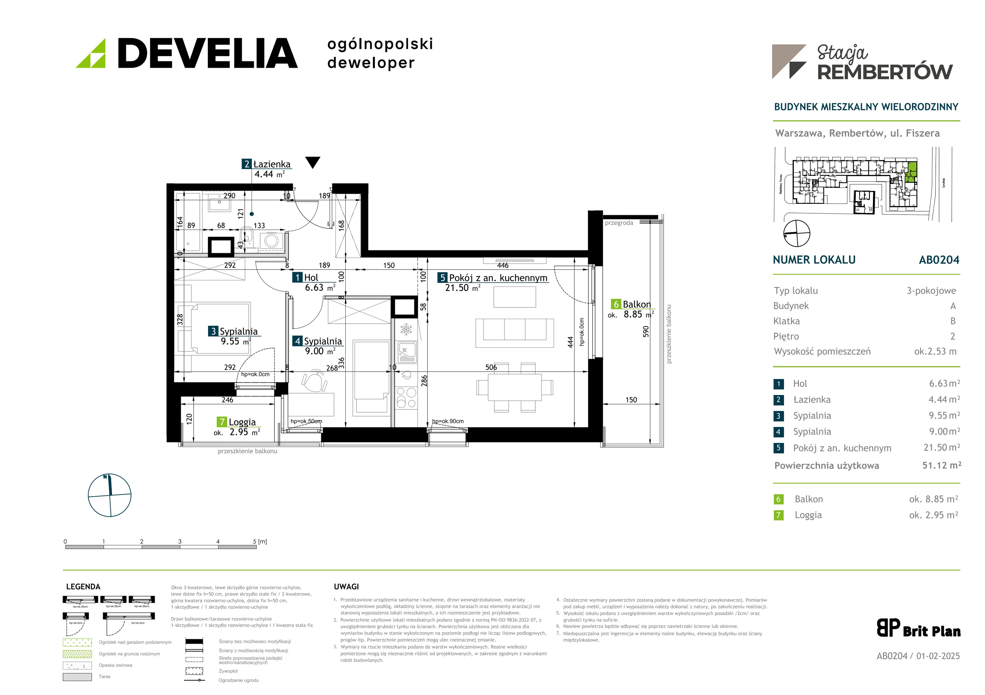 3 pokoje, mieszkanie 51,12 m², piętro 2, oferta nr AB0204, Stacja Rembertów, Warszawa, Rembertów, ul. Fiszera 36