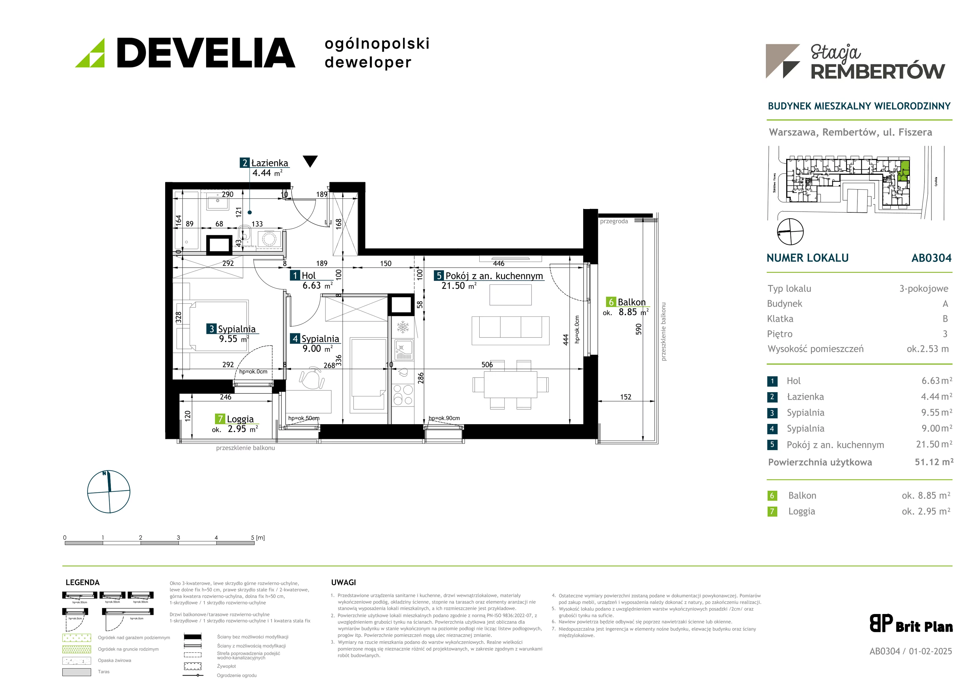 3 pokoje, mieszkanie 51,12 m², piętro 3, oferta nr AB0304, Stacja Rembertów, Warszawa, Rembertów, ul. Fiszera 36
