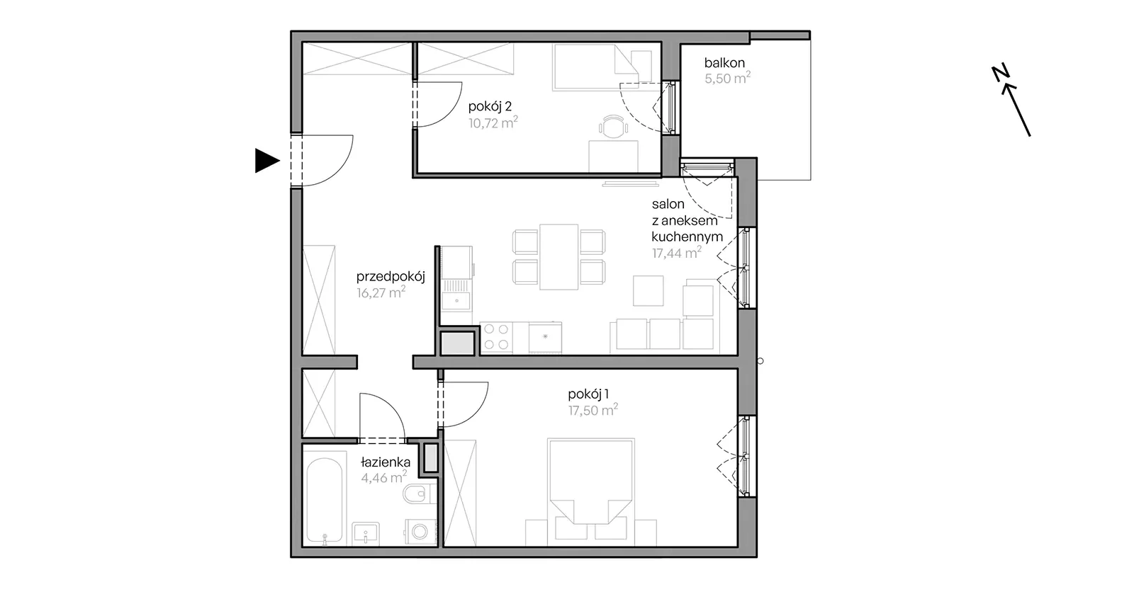 Mieszkanie 67,50 m², piętro 2, oferta nr D/3.6, Ujeścisko Vita, Gdańsk, Ujeścisko-Łostowice, Ujeścisko, ul. Przemyska 25-33