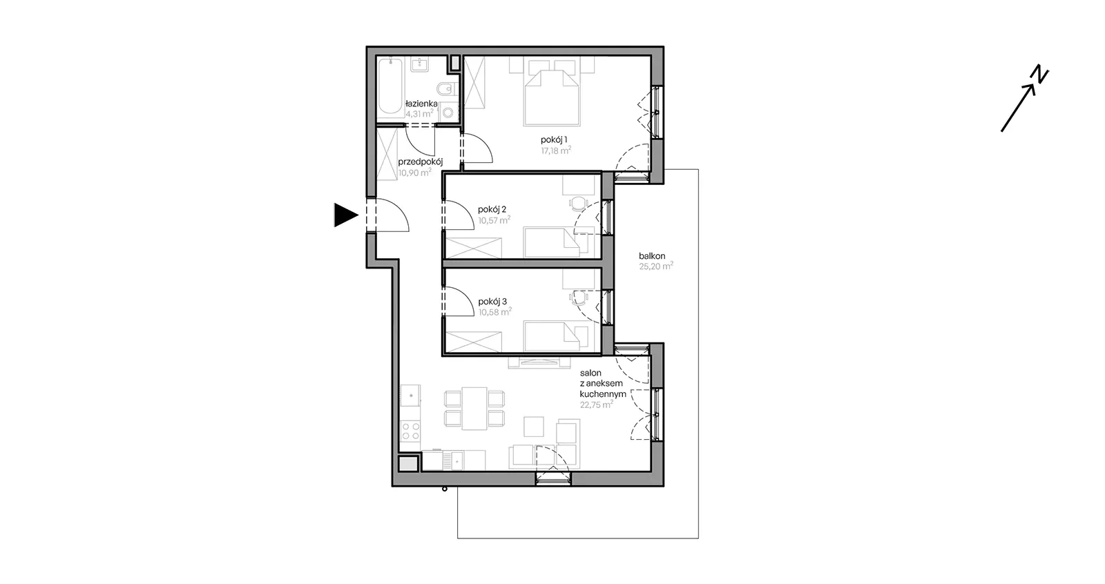 Mieszkanie 77,78 m², piętro 2, oferta nr E/3.1, Ujeścisko Vita, Gdańsk, Ujeścisko-Łostowice, Ujeścisko, ul. Przemyska 25-33