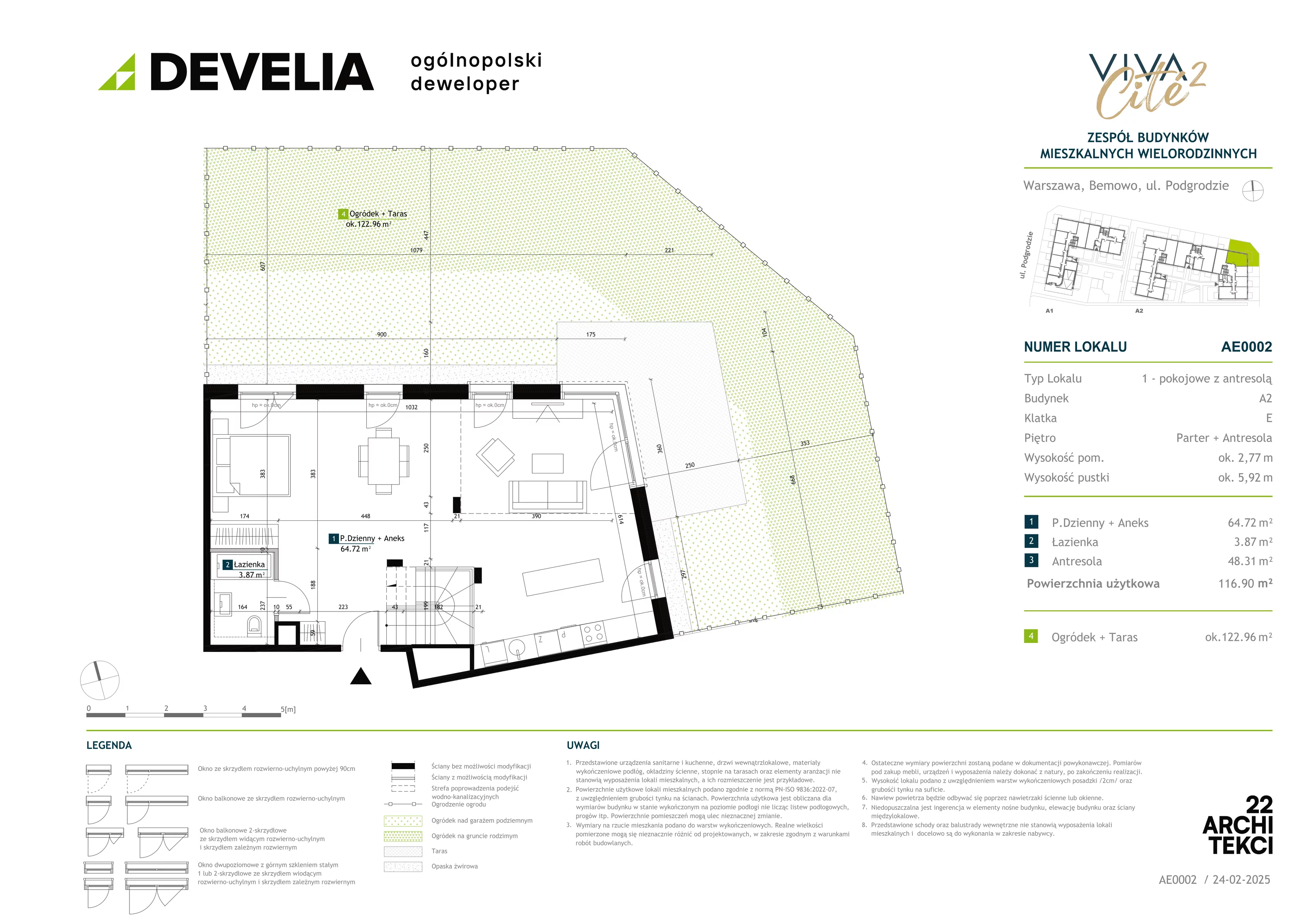 1 pokój, mieszkanie 116,90 m², parter, oferta nr AE0002, Viva Cité etap II, Warszawa, Bemowo, Chrzanów, ul. Podgrodzie