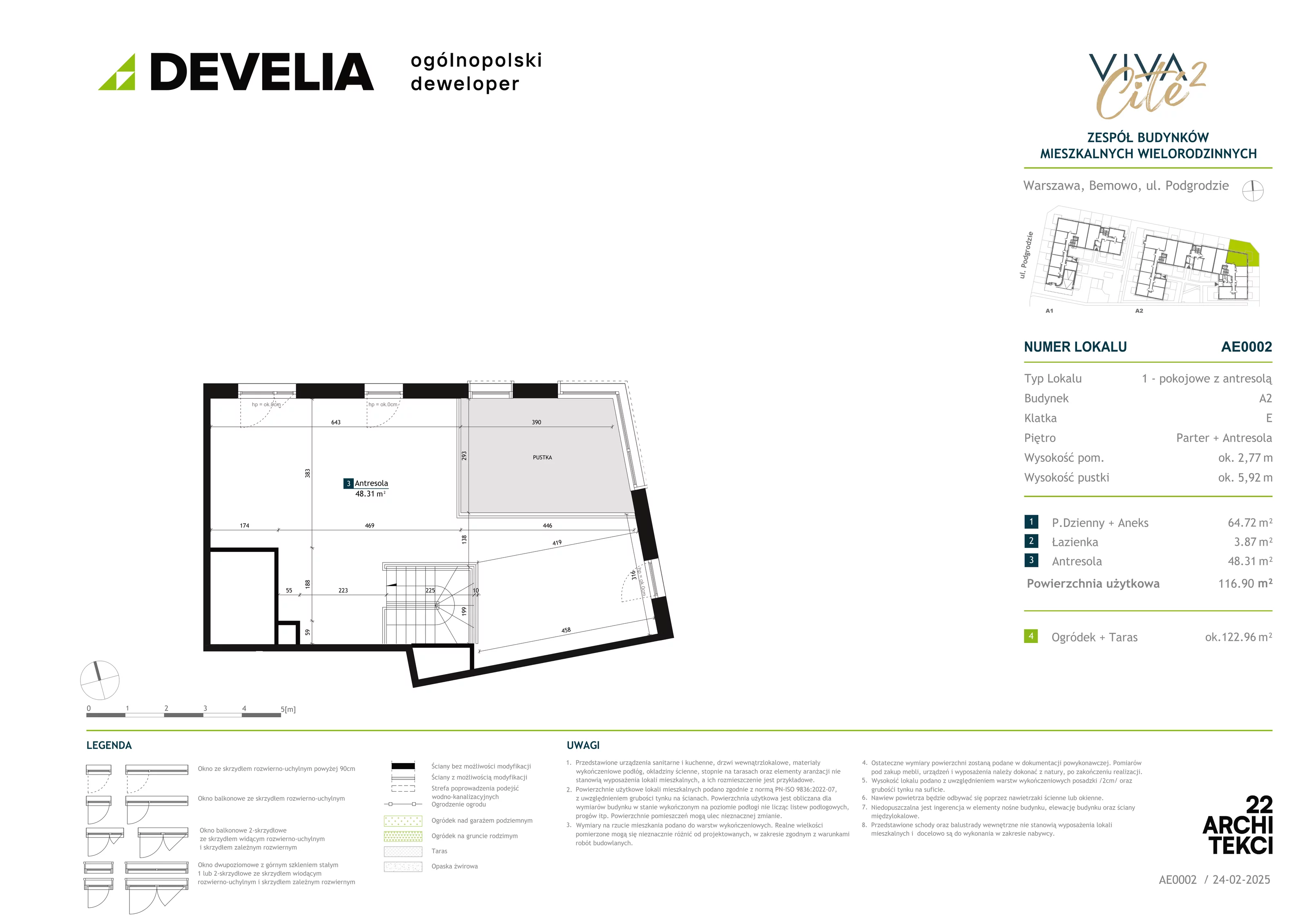 1 pokój, mieszkanie 116,90 m², parter, oferta nr AE0002, Viva Cité etap II, Warszawa, Bemowo, Chrzanów, ul. Podgrodzie