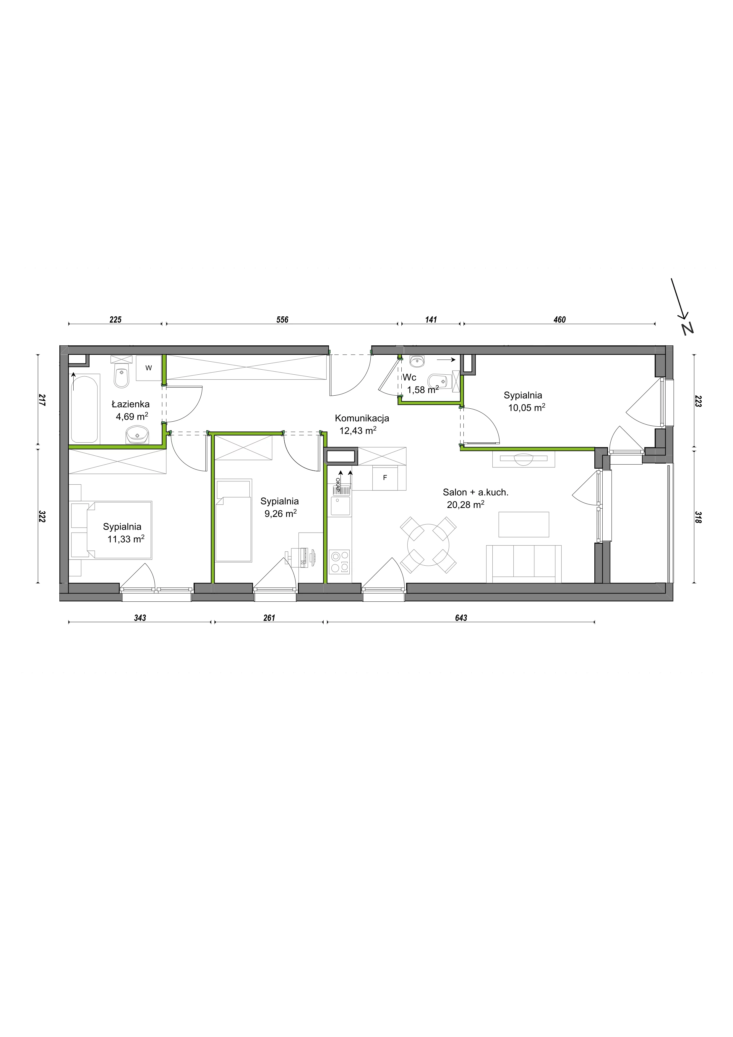 4 pokoje, mieszkanie 69,62 m², parter, oferta nr E1/C/05, Orawska Vita III, Wrocław, Ołtaszyn, Krzyki, ul. Orawska