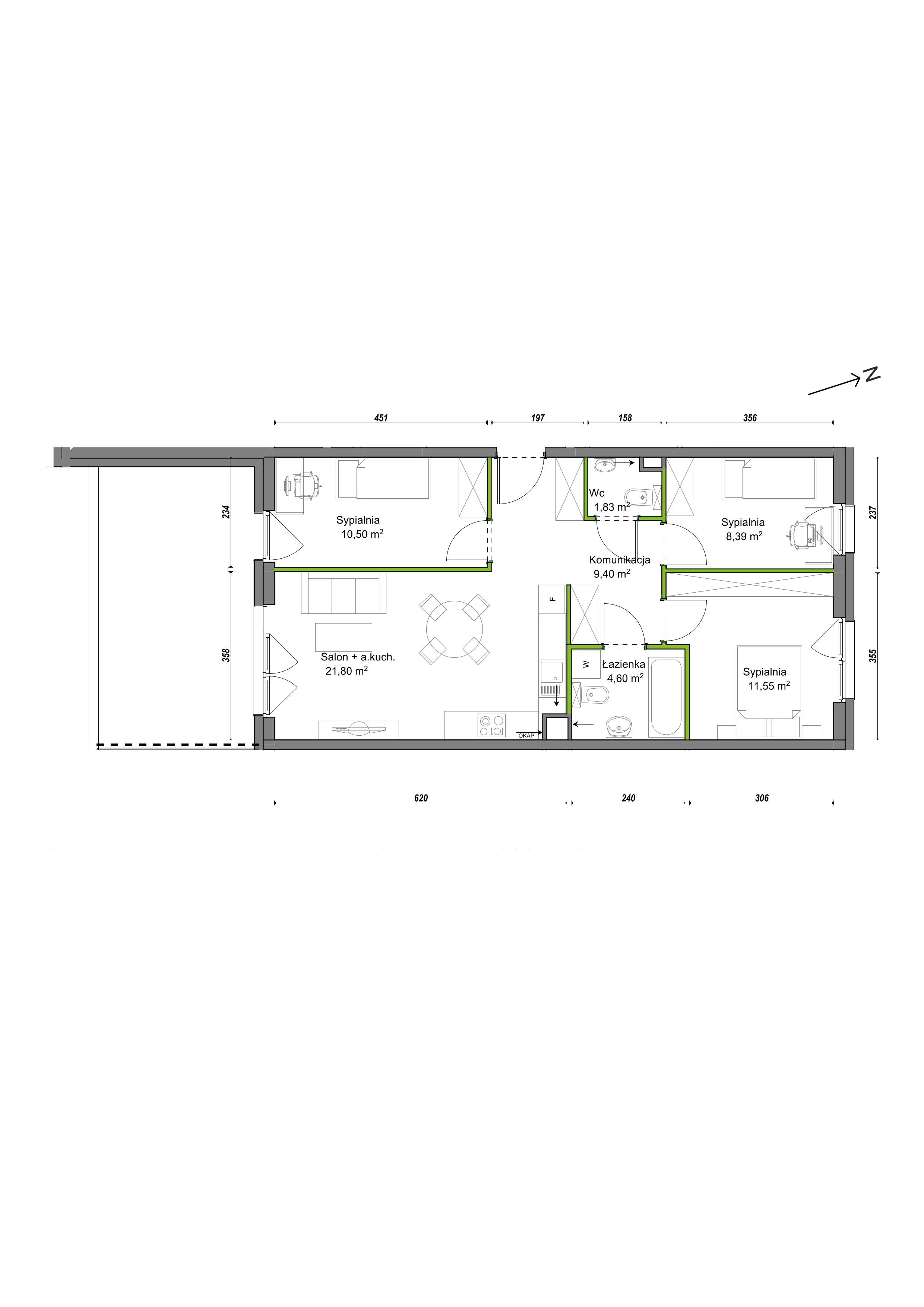 4 pokoje, mieszkanie 68,07 m², parter, oferta nr E1/C/06, Orawska Vita III, Wrocław, Ołtaszyn, Krzyki, ul. Orawska