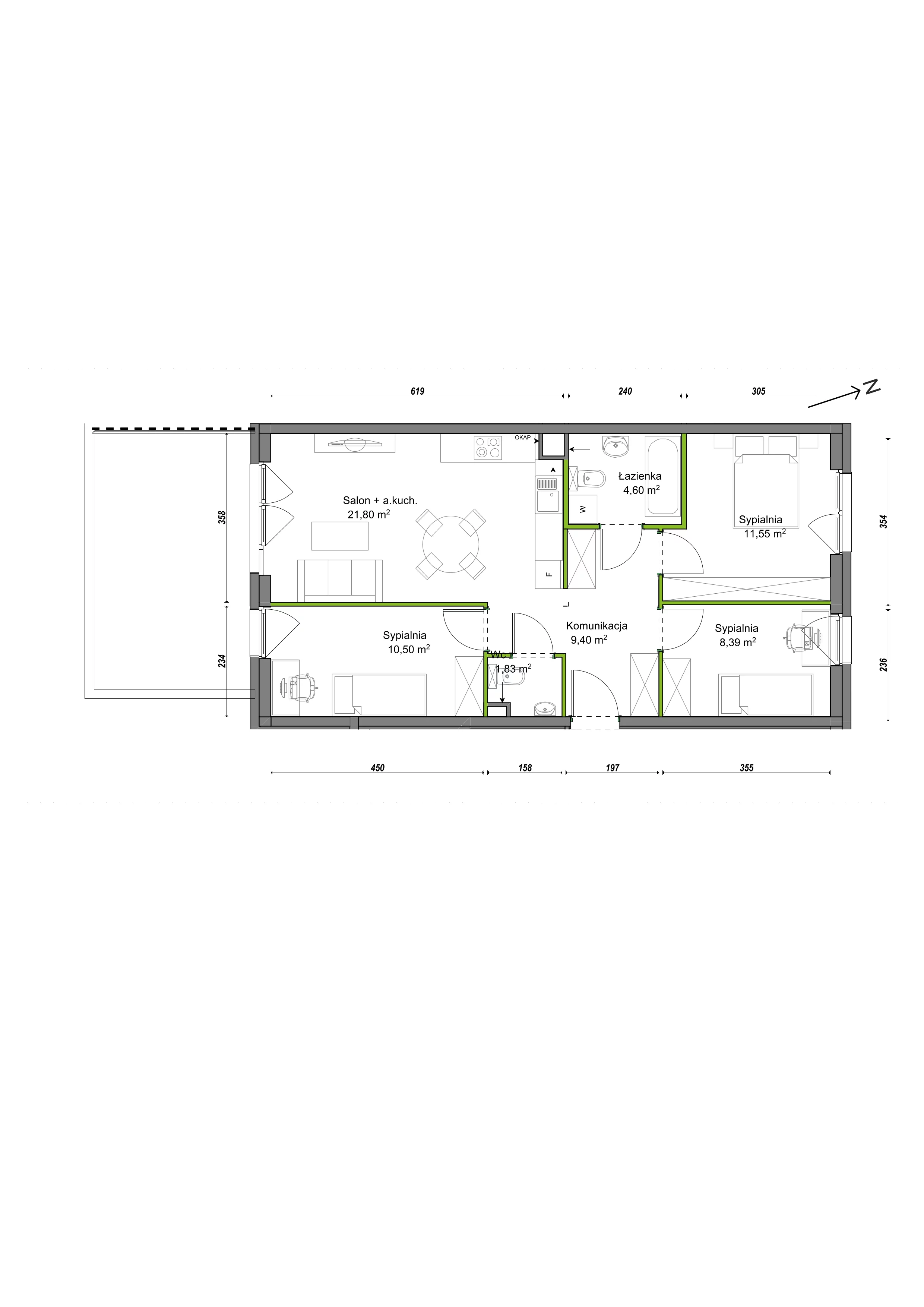 4 pokoje, mieszkanie 68,09 m², parter, oferta nr E1/D/01, Orawska Vita III, Wrocław, Ołtaszyn, Krzyki, ul. Orawska