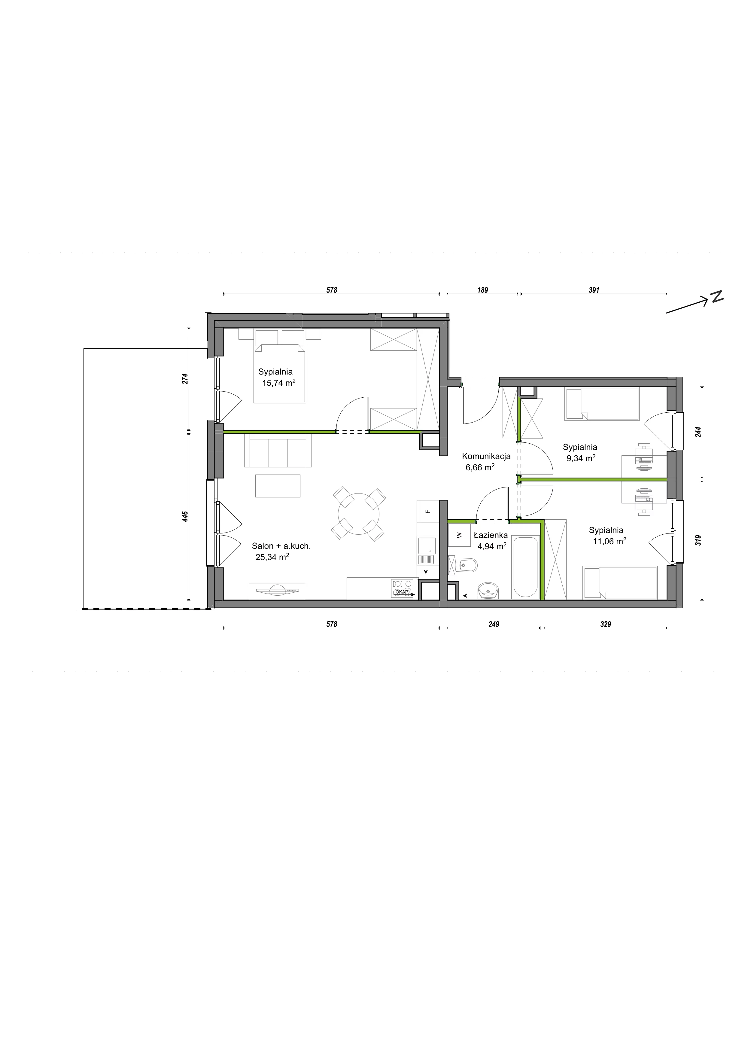 4 pokoje, mieszkanie 73,08 m², parter, oferta nr E1/D/02, Orawska Vita III, Wrocław, Ołtaszyn, Krzyki, ul. Orawska
