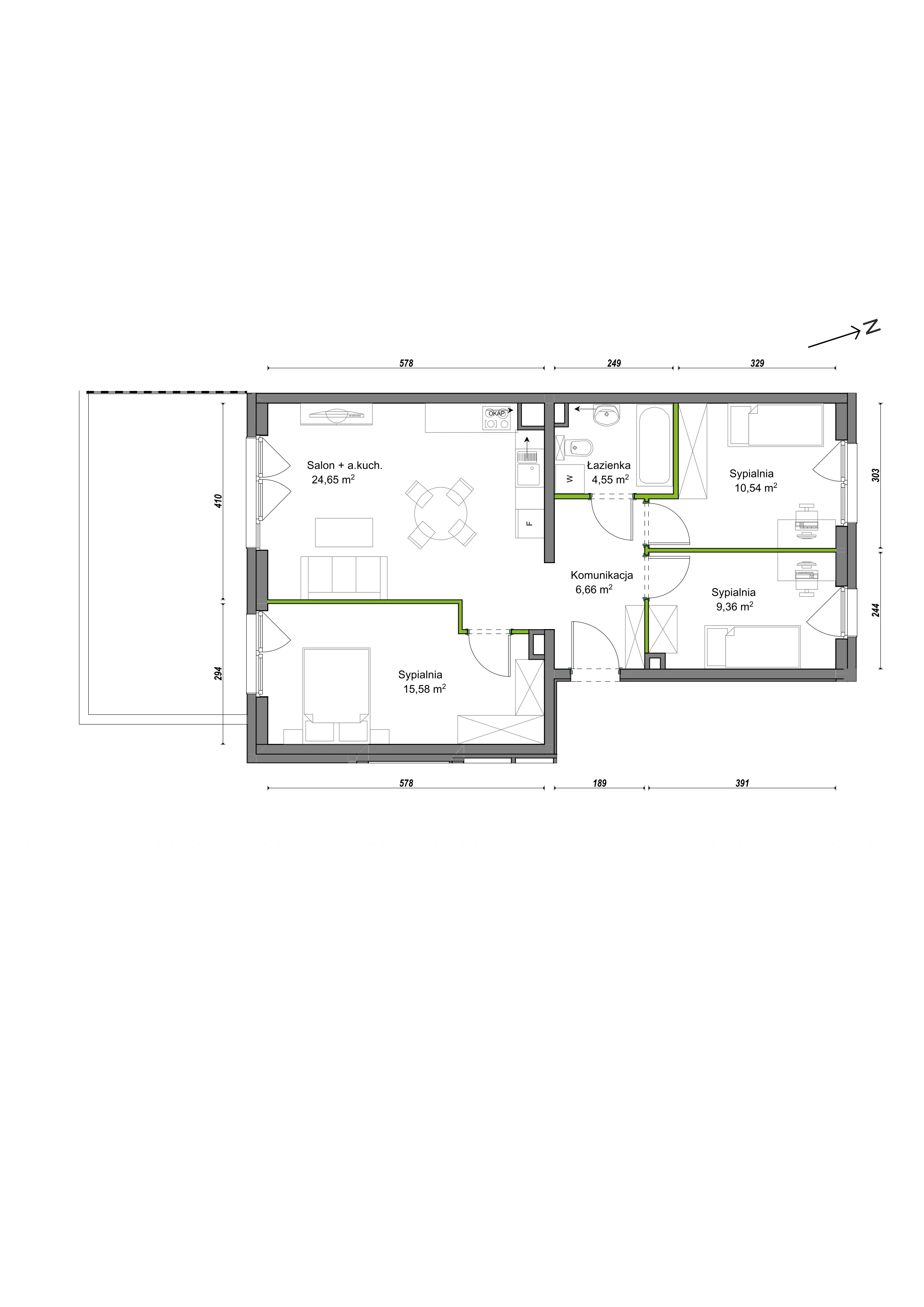 4 pokoje, mieszkanie 71,35 m², parter, oferta nr E2/E/01, Orawska Vita III, Wrocław, Ołtaszyn, Krzyki, ul. Orawska