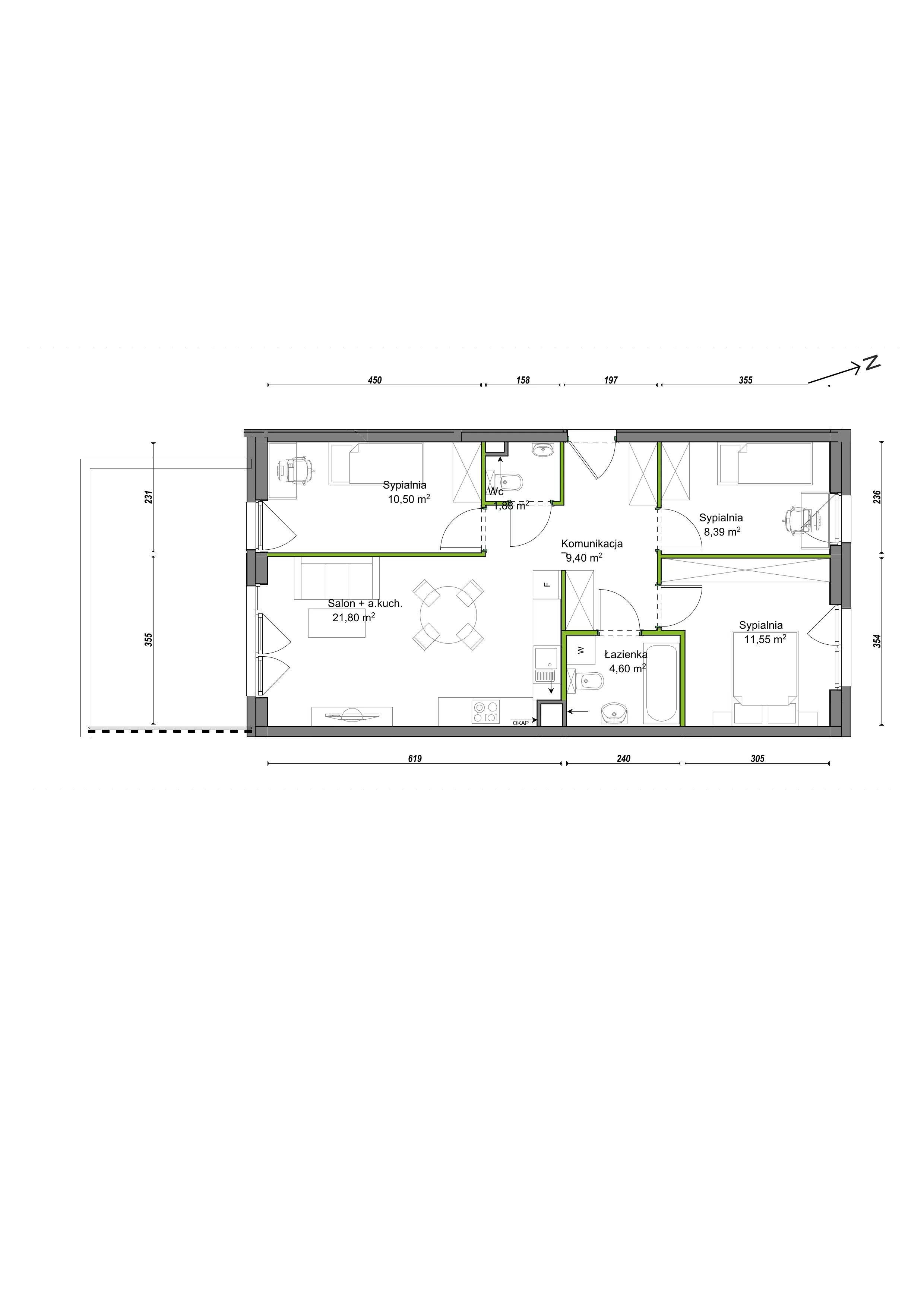 4 pokoje, mieszkanie 68,09 m², parter, oferta nr E2/E/02, Orawska Vita III, Wrocław, Ołtaszyn, Krzyki, ul. Orawska