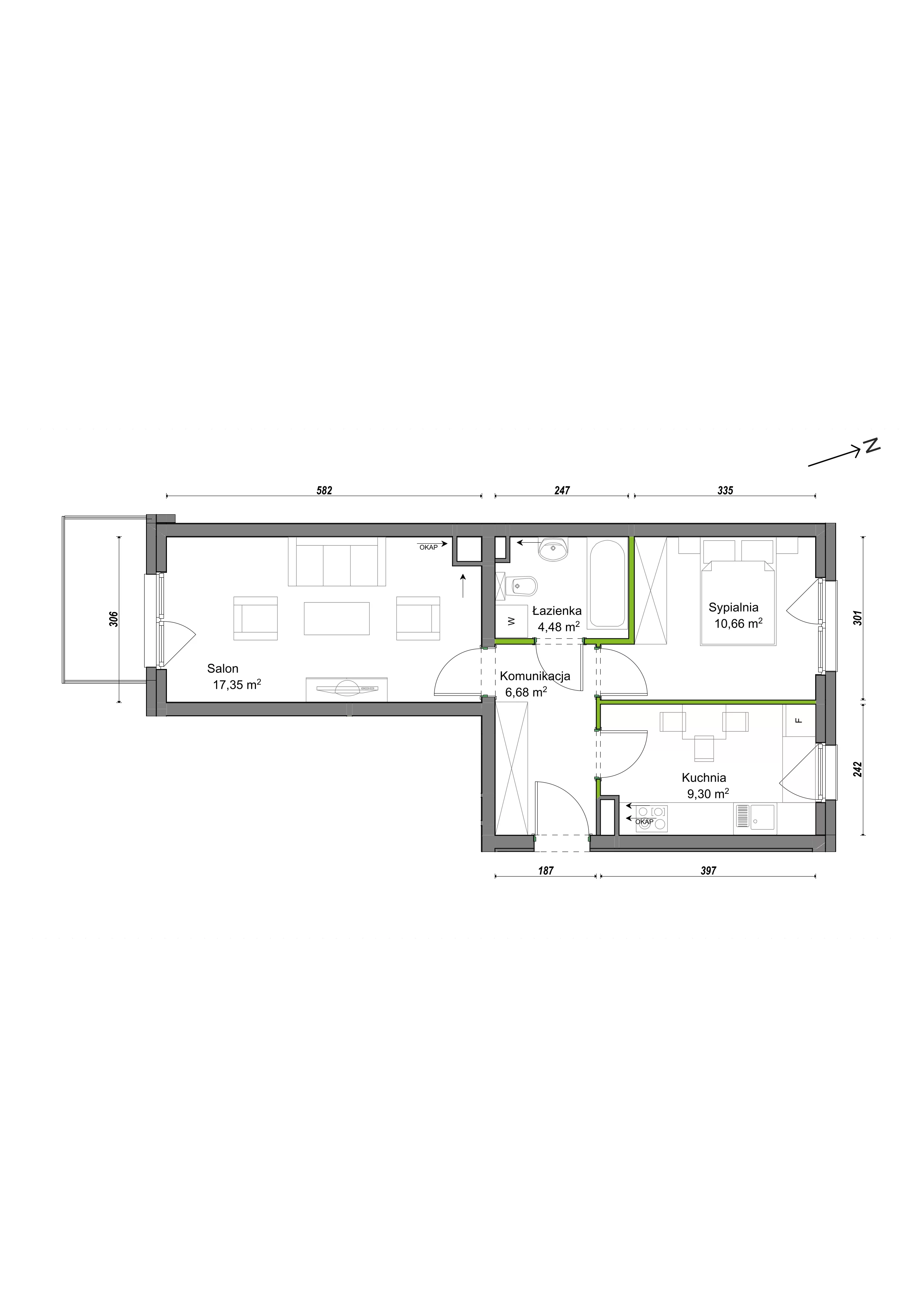 2 pokoje, mieszkanie 48,47 m², piętro 2, oferta nr E2/E/06, Orawska Vita III, Wrocław, Ołtaszyn, Krzyki, ul. Orawska