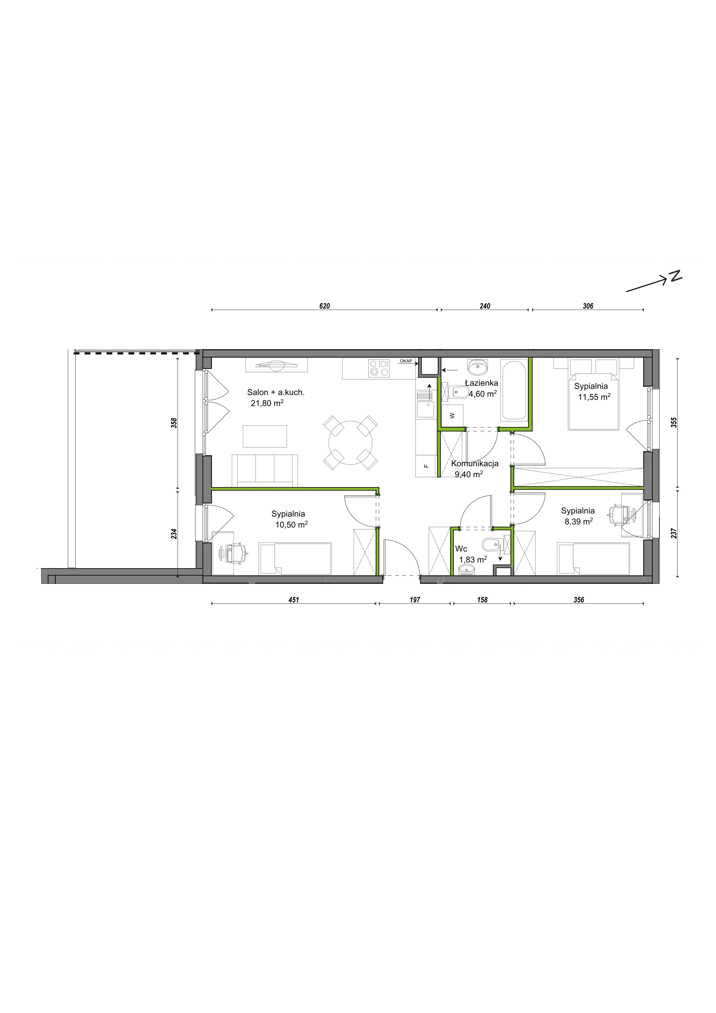 4 pokoje, mieszkanie 68,07 m², parter, oferta nr E2/F/01, Orawska Vita III, Wrocław, Ołtaszyn, Krzyki, ul. Orawska