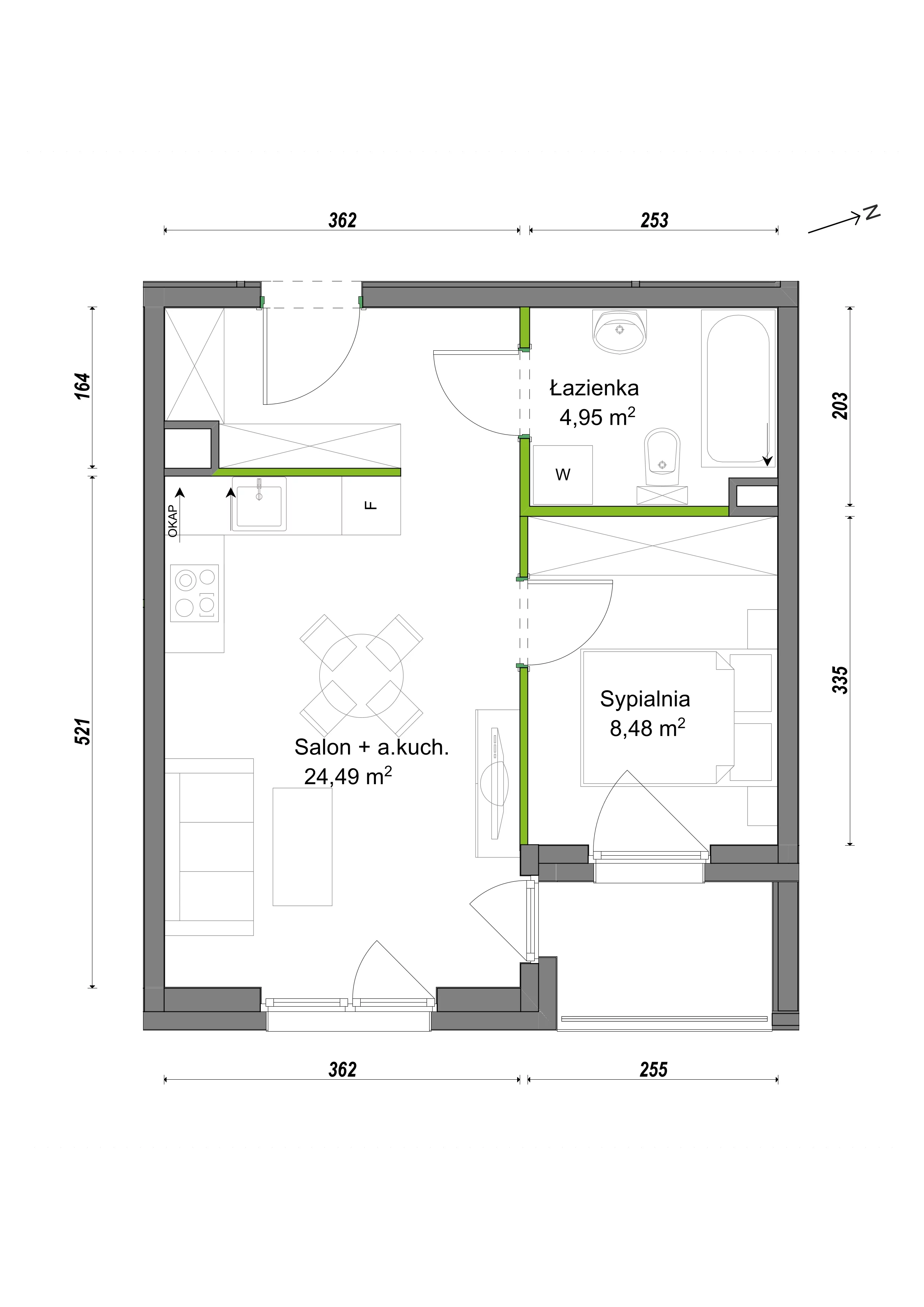 2 pokoje, mieszkanie 37,92 m², parter, oferta nr E2/G/02, Orawska Vita III, Wrocław, Ołtaszyn, Krzyki, ul. Orawska