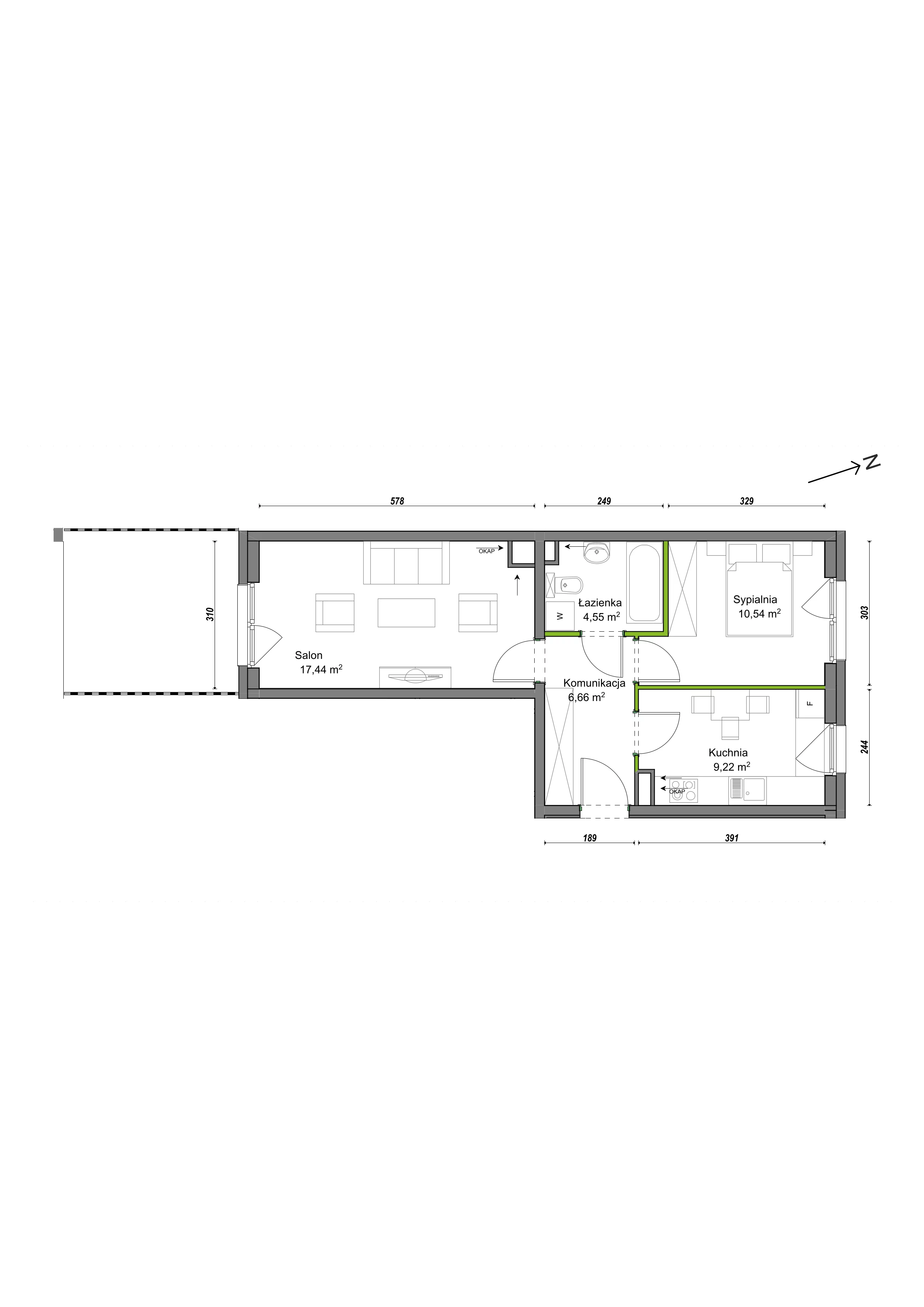 2 pokoje, mieszkanie 48,41 m², parter, oferta nr E2/H/03, Orawska Vita III, Wrocław, Ołtaszyn, Krzyki, ul. Orawska