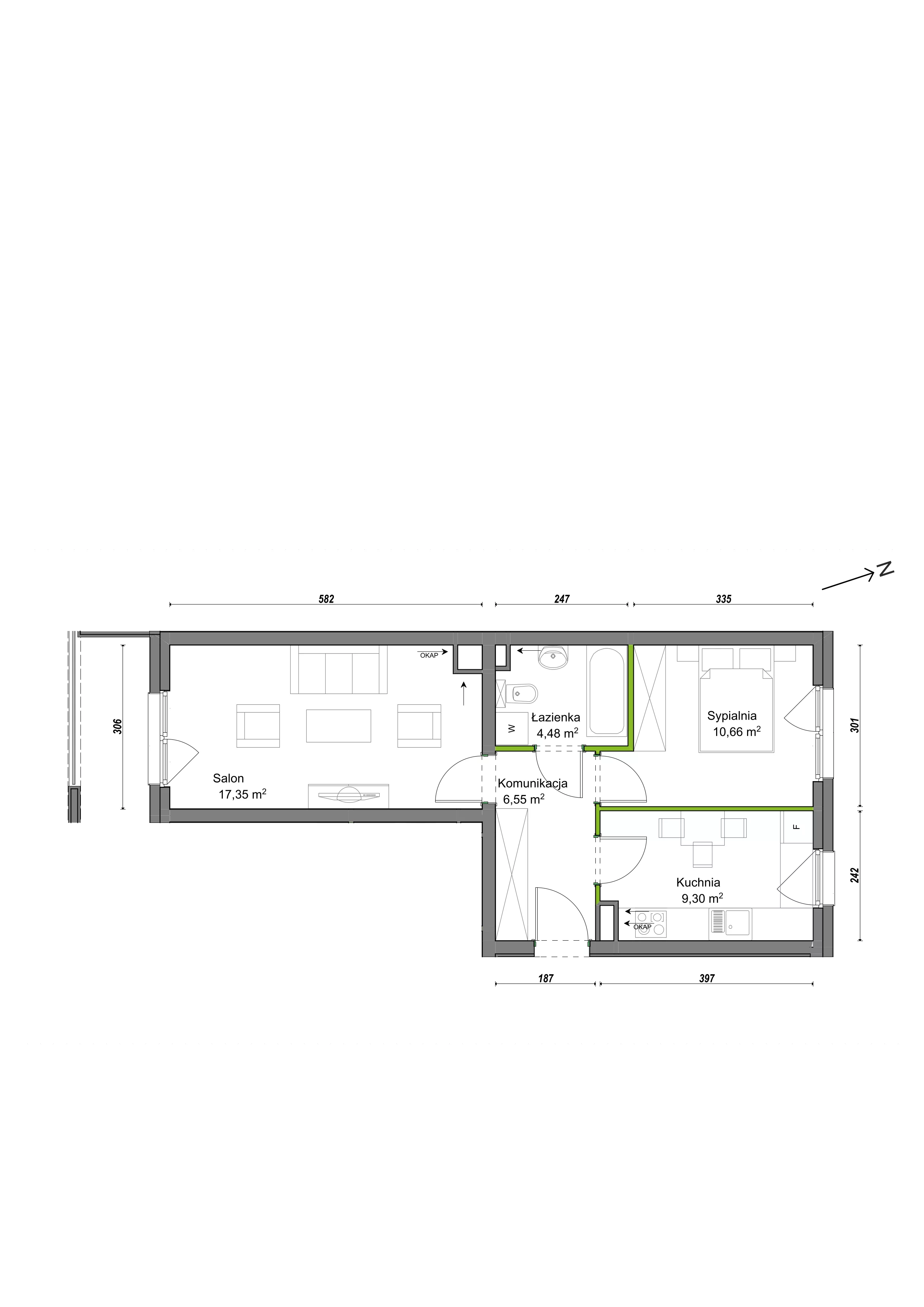 2 pokoje, mieszkanie 48,34 m², piętro 1, oferta nr E2/H/06, Orawska Vita III, Wrocław, Ołtaszyn, Krzyki, ul. Orawska